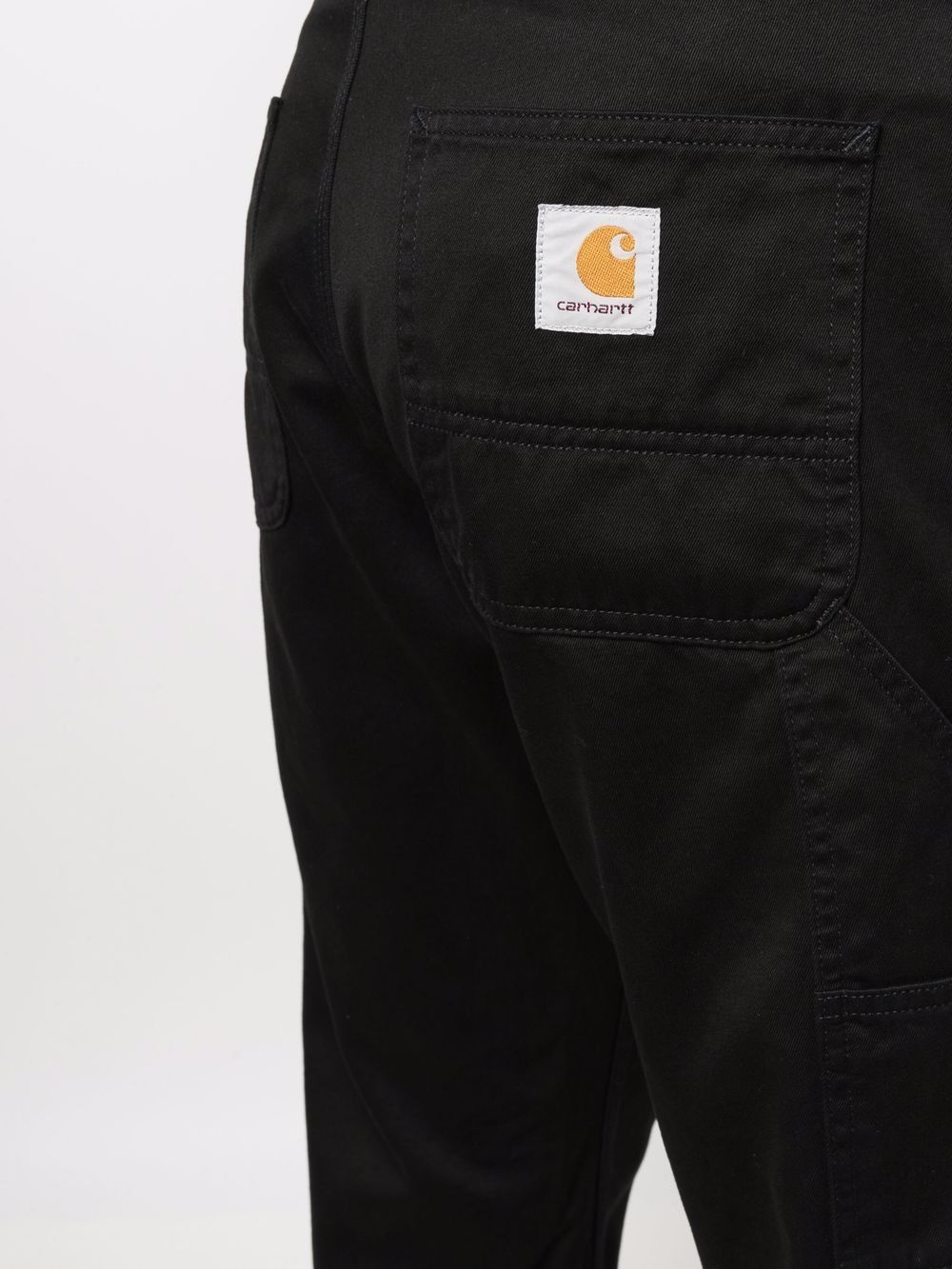 logo-patch cotton straight-leg trousers - 9