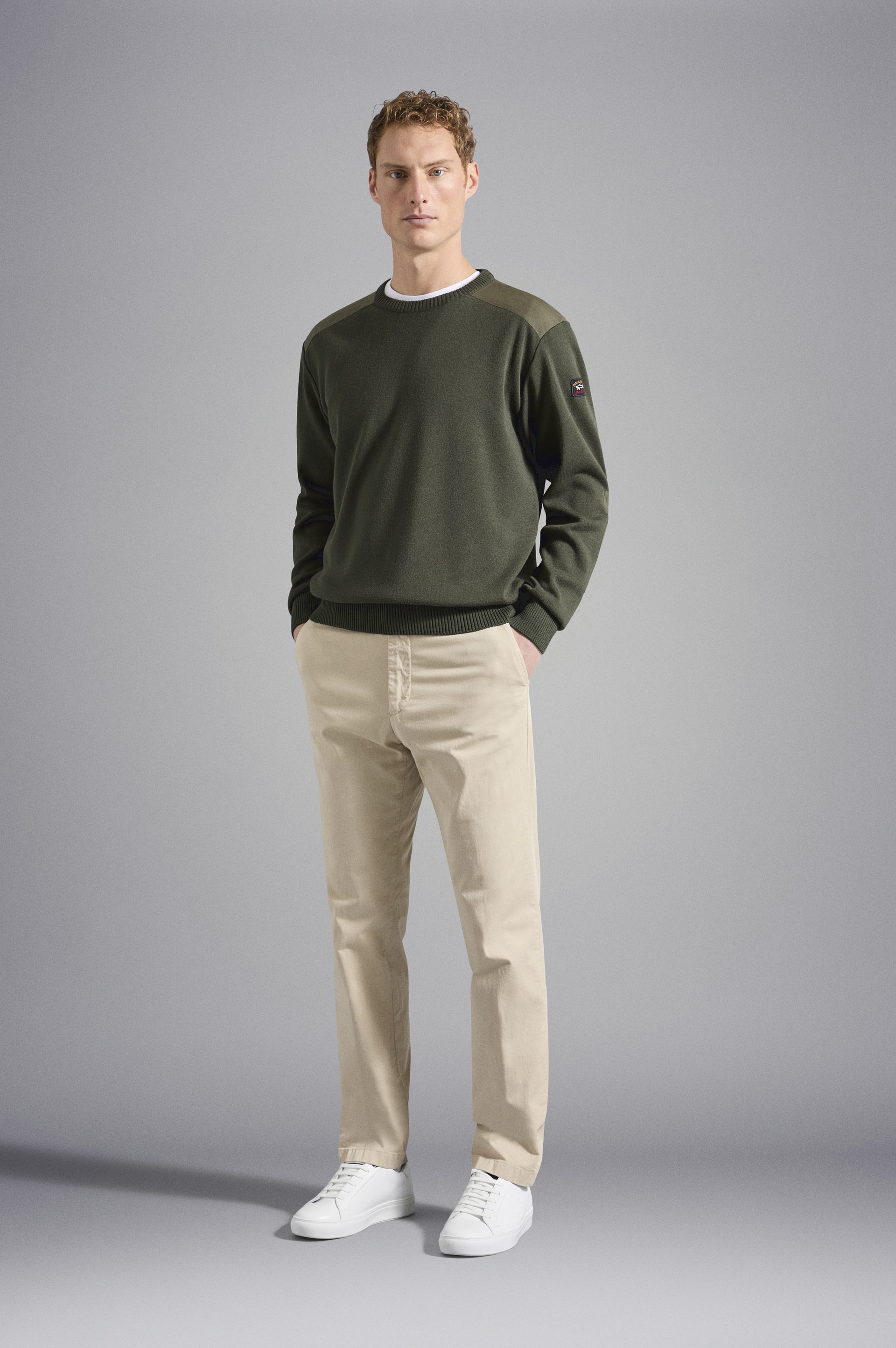 WOOL CREW NECK WITH ICONIC BADGE - 2
