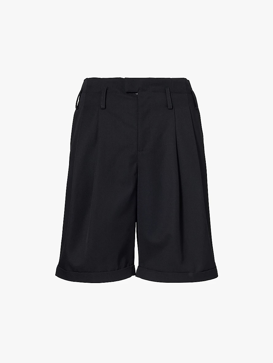 School Boy folded-hem wool-blend shorts - 1