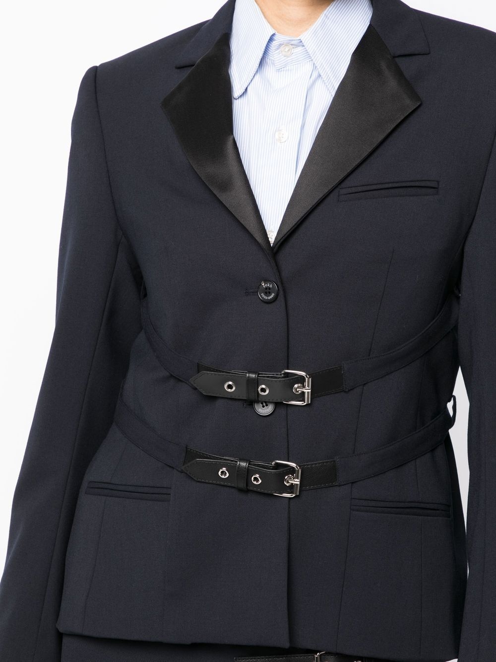 buckled-waistband detail blazer - 5