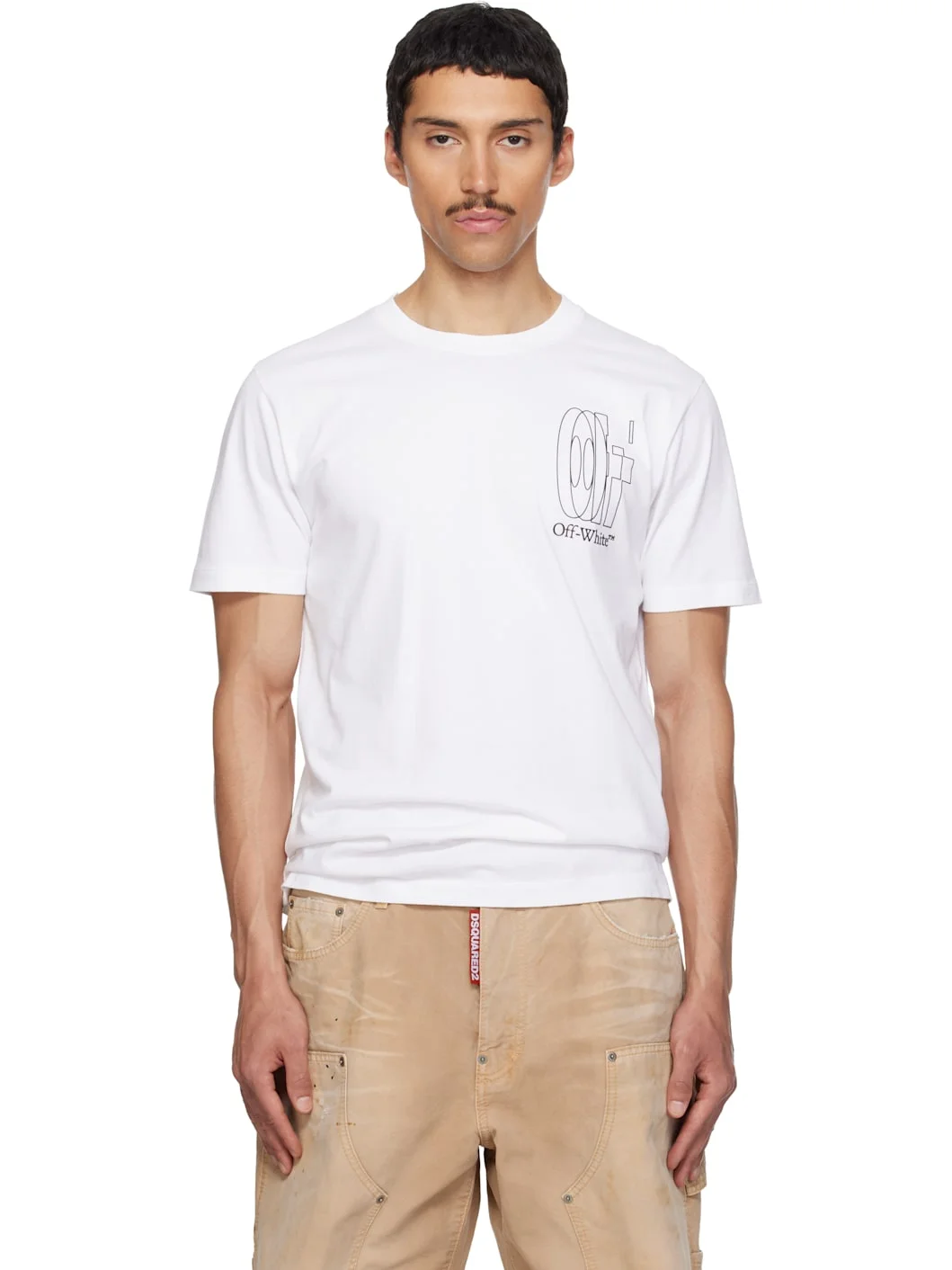 White Big Double Arrow Slim T-shirt - 1