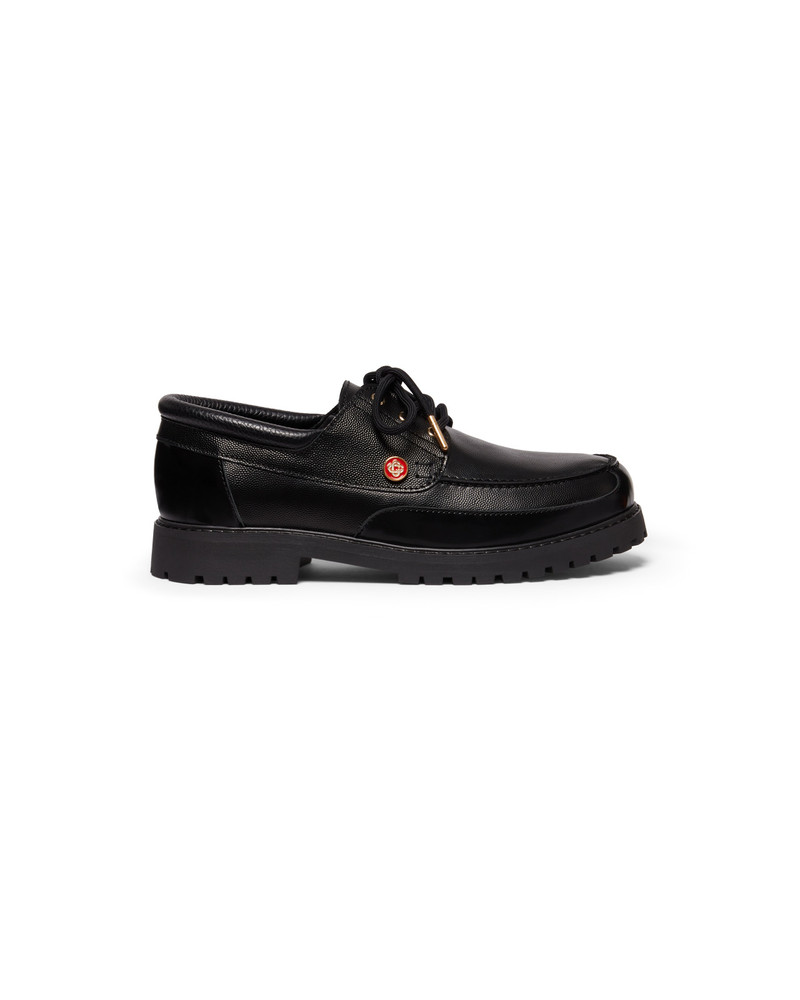 Women's Black Leather Boat Shoes | Casablanca Paris 1