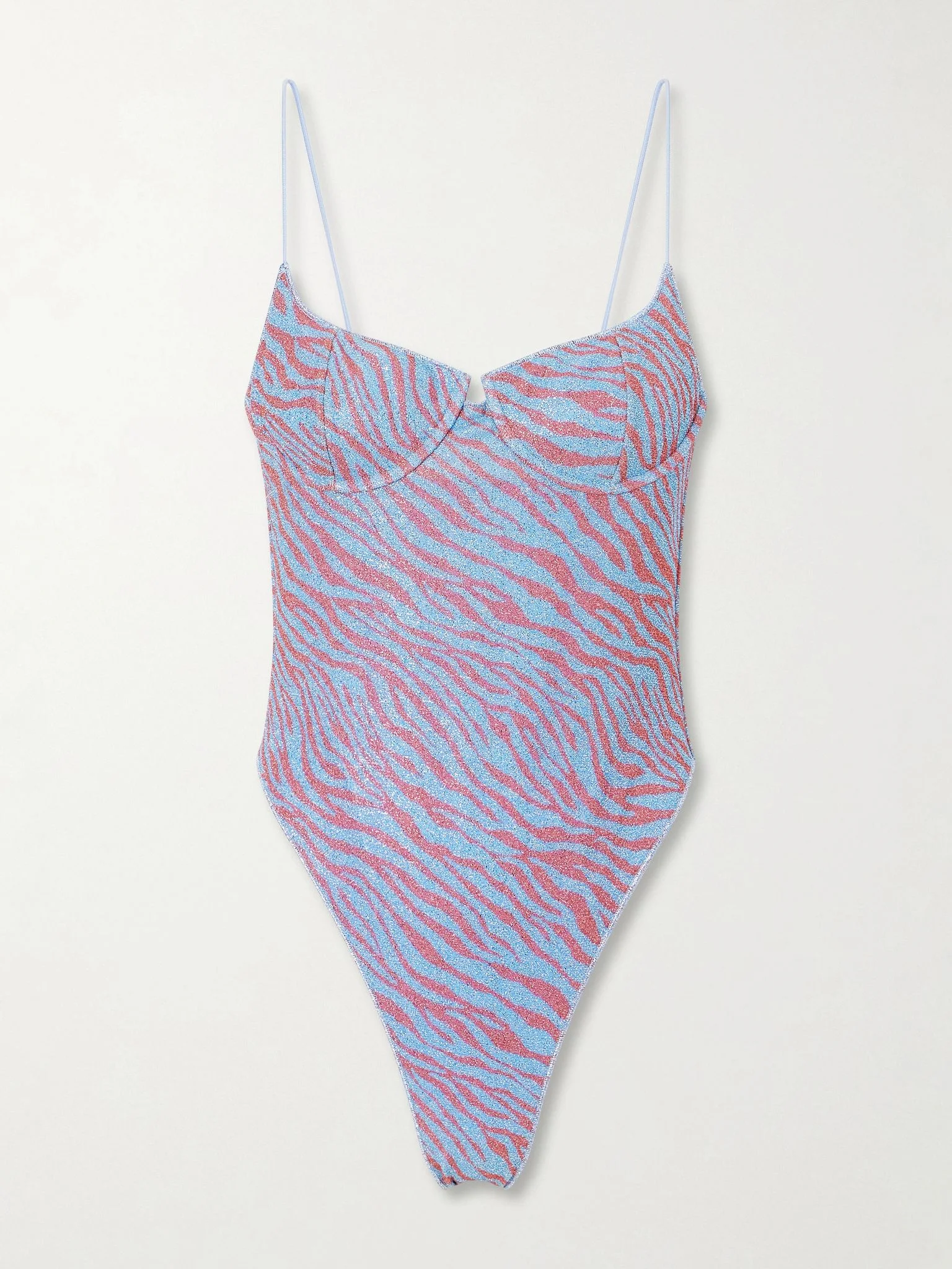 Animalier printed Lurex swimsuit Blue - 1