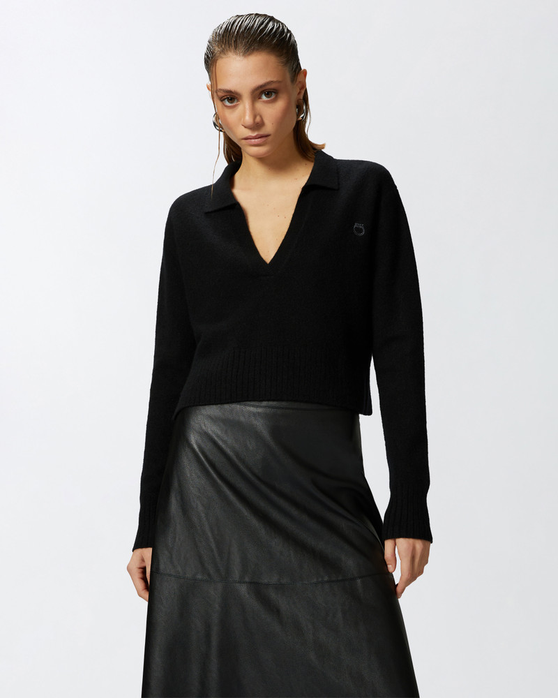 PINKO SHORT CASHMERE-BLEND SWEATER WITH COLLAR outlook