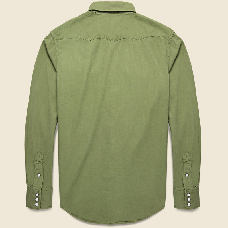RRL by Ralph Lauren Slim Fit Twill Western Shirt - Olive outlook