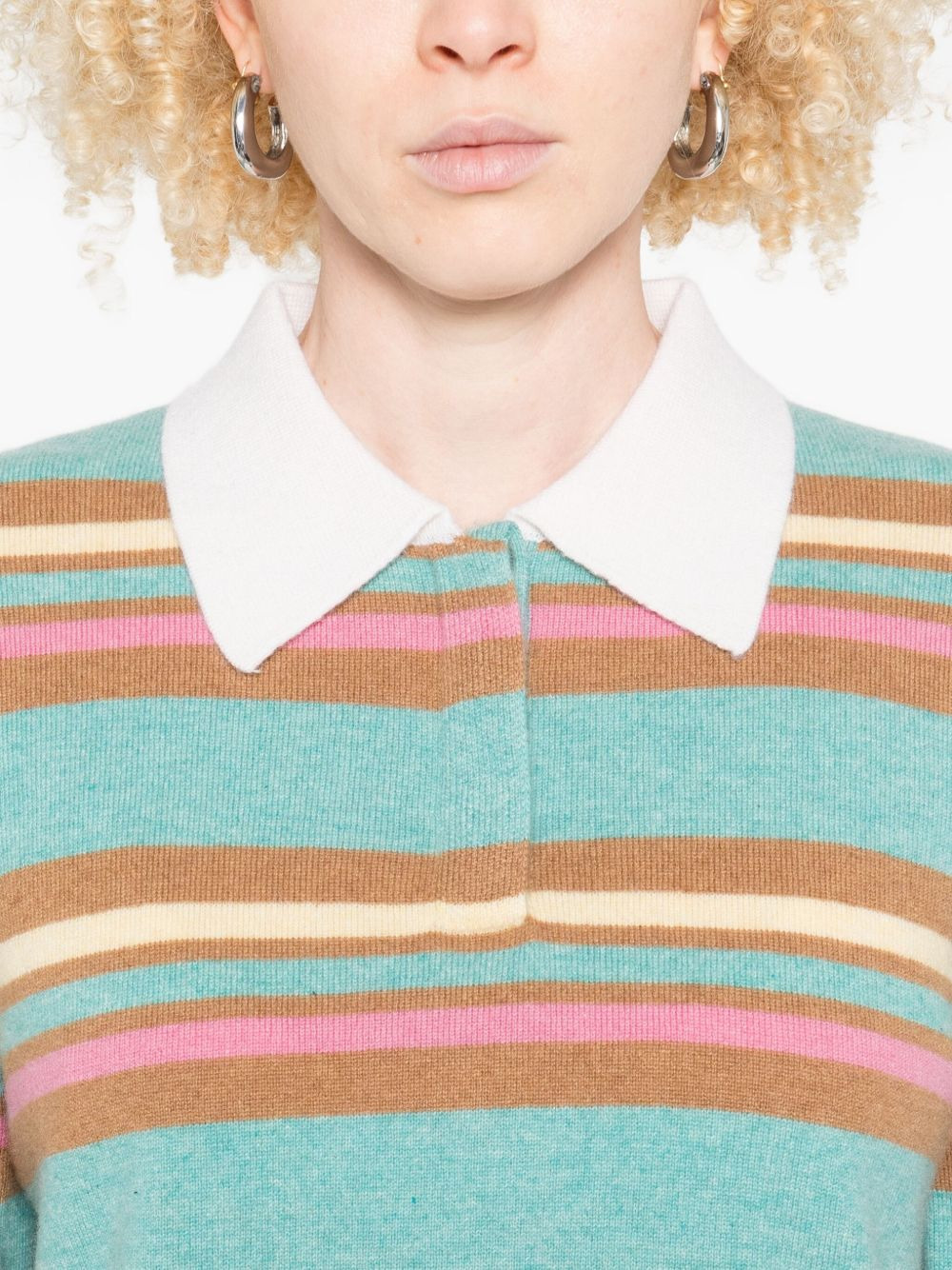 striped polo-neck sweater - 5