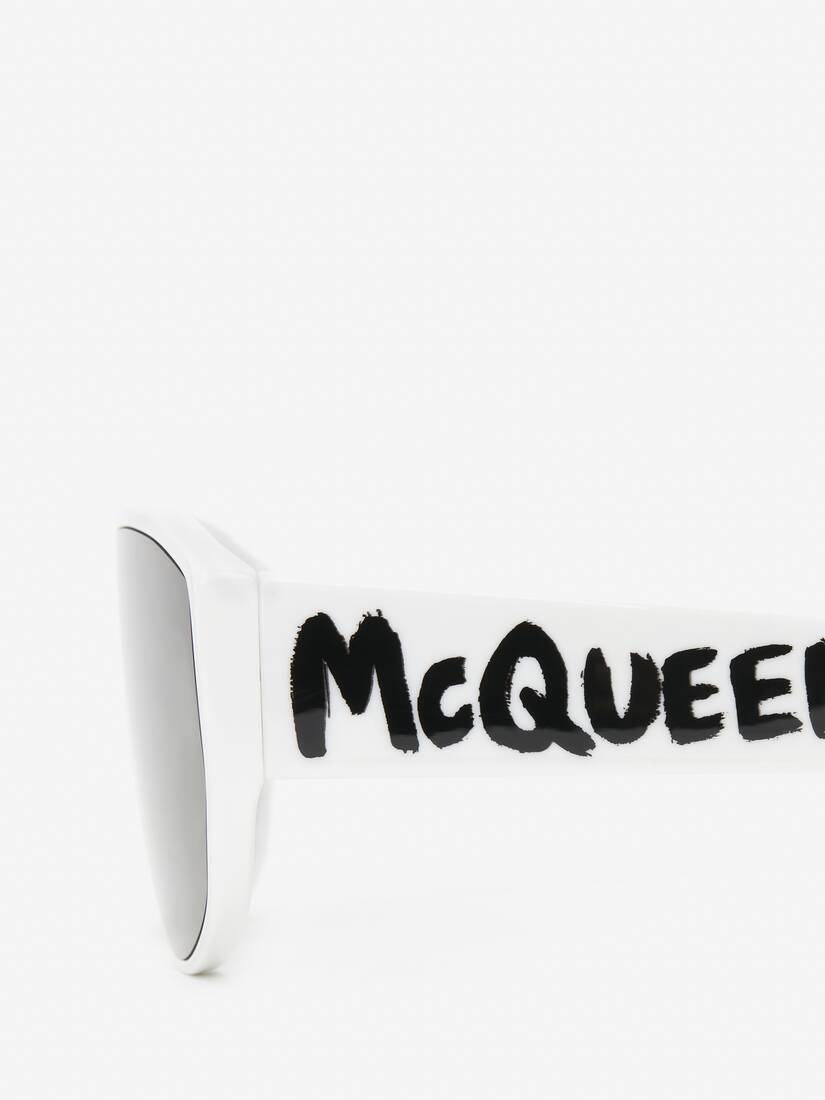 McQueen Graffiti Mask Sunglasses in White - 4