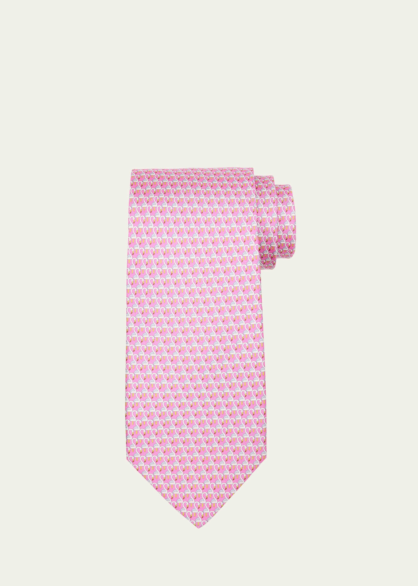 Men's Flamingo-Print Silk Tie - 1