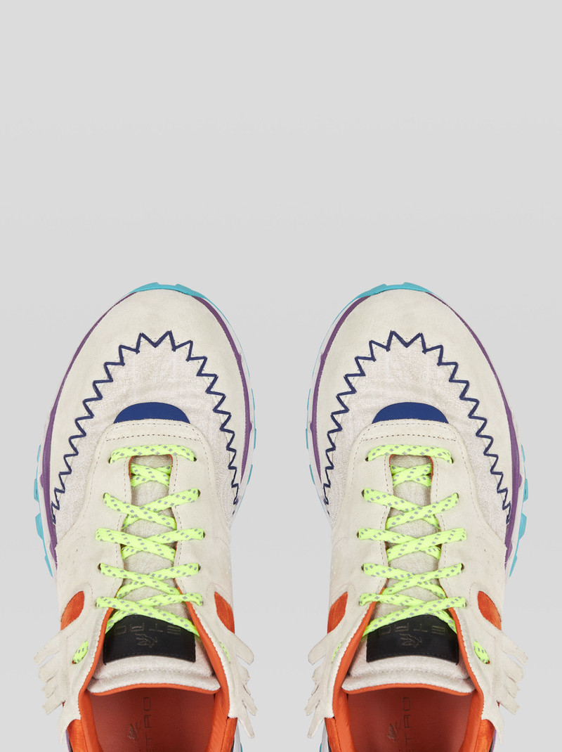 Etro EARTHBEAT SNEAKERS IN LEATHER AND PAISLEY FABRIC outlook
