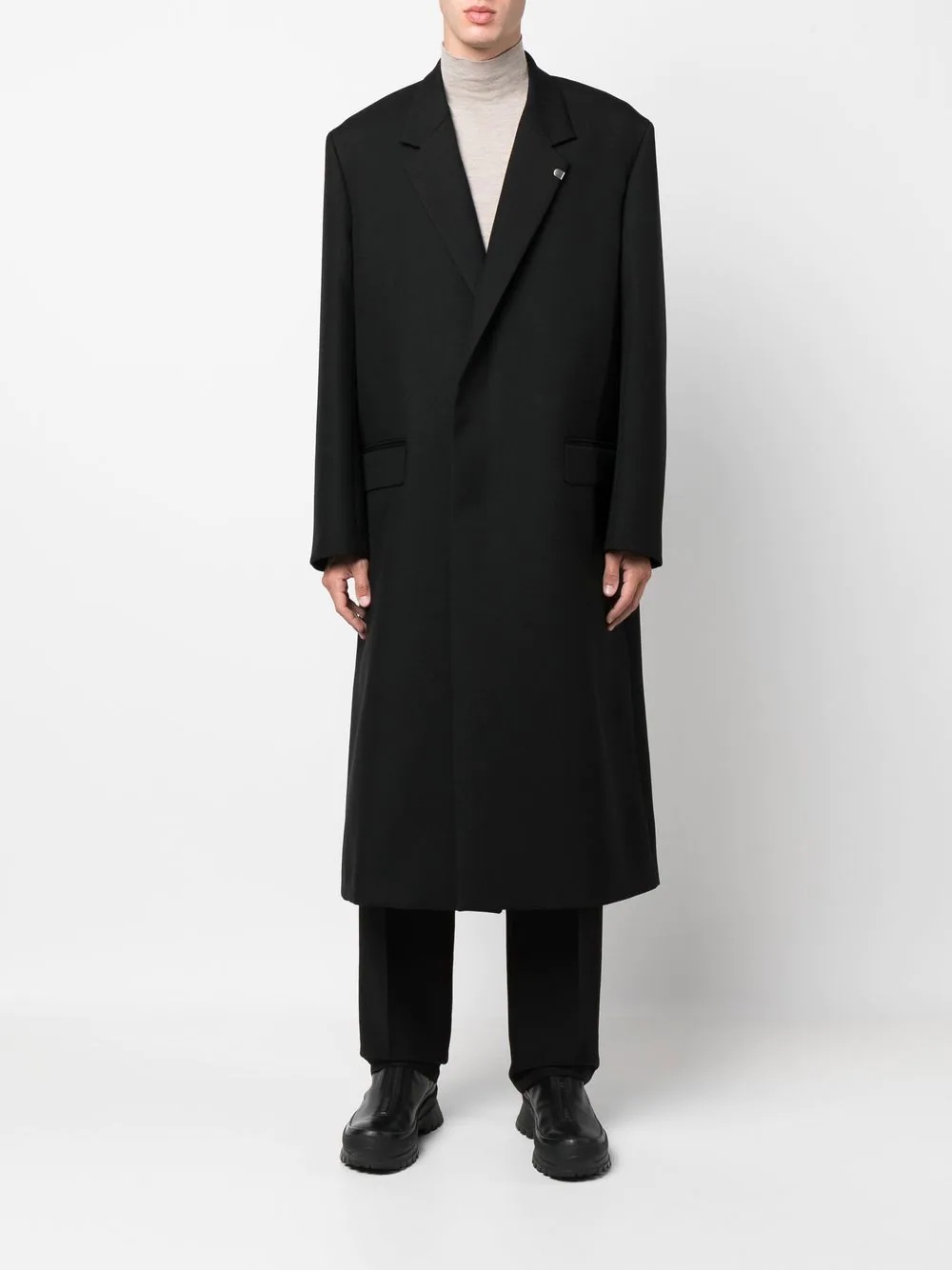 single-breasted wool coat - 2