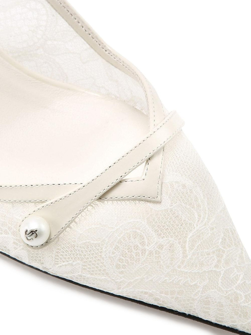 JIMMY CHOO Amita lace pearl slingback pumps outlook