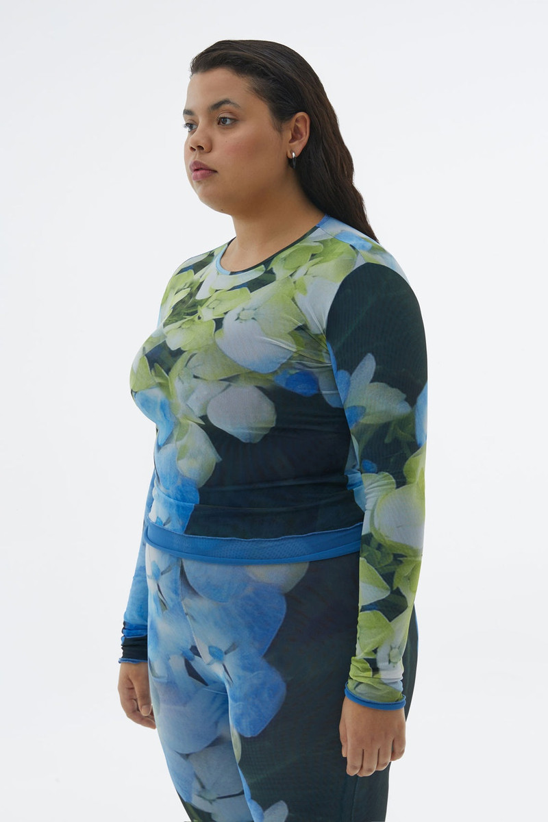 SUNNEI TULLE LONGSLEEVED TOP WITH FLOWER PRINT outlook