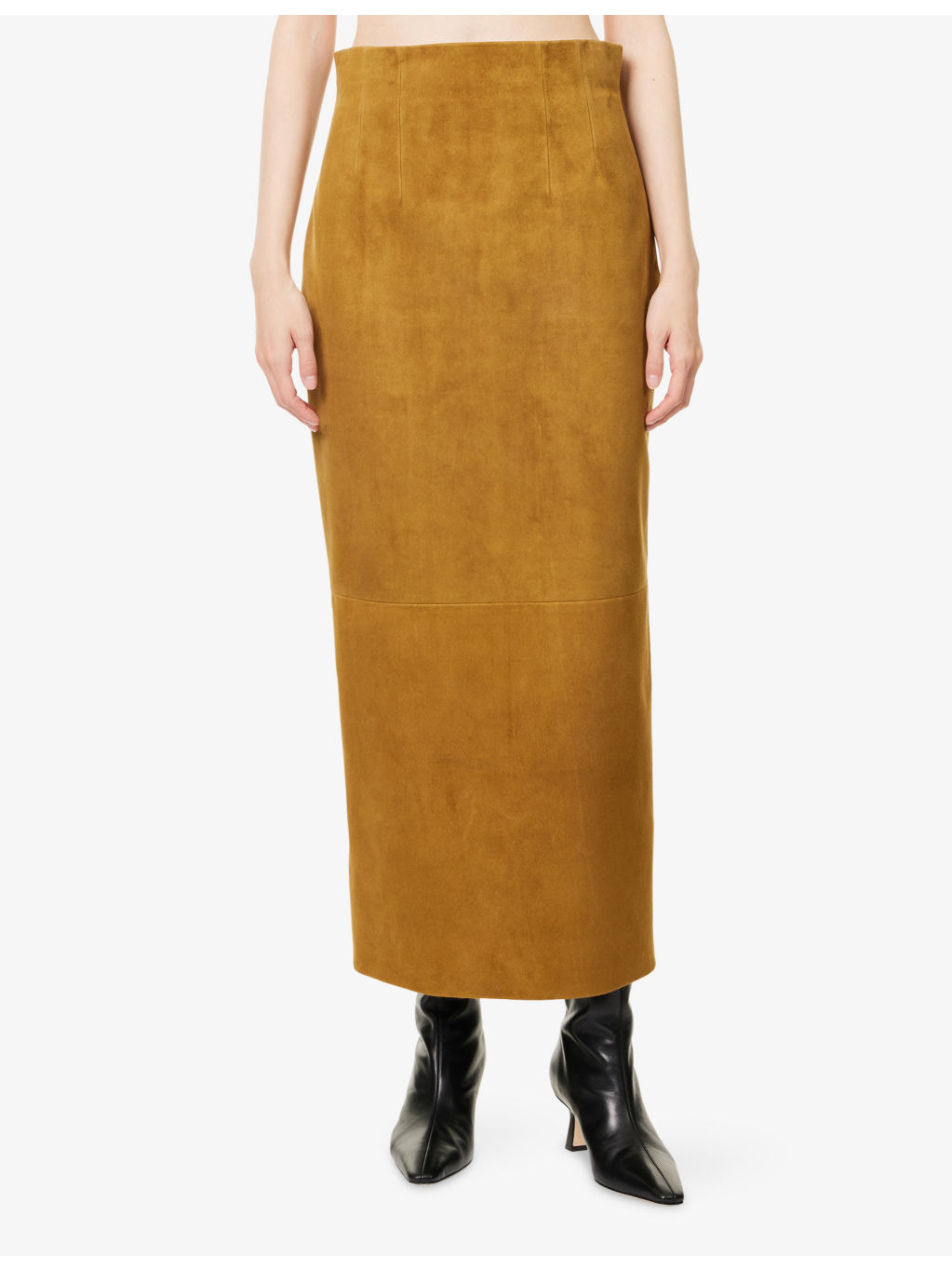 Loxley High-Waist Suede Midi Skirt - 3