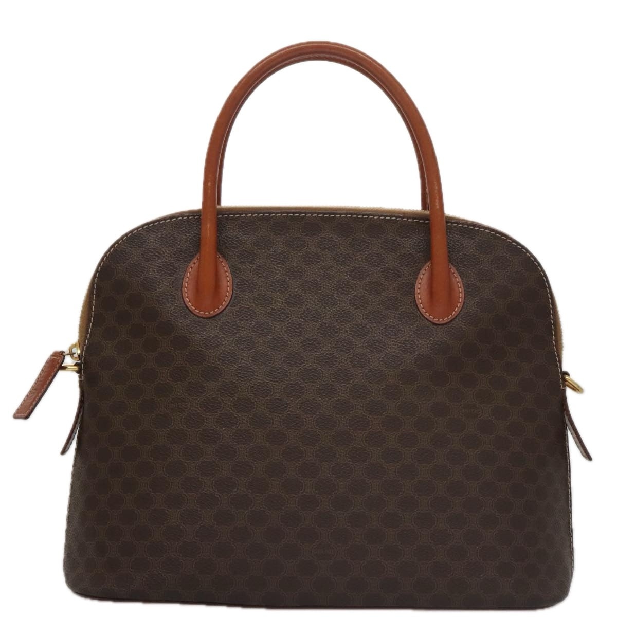 CELINE Macadam Canvas Hand Bag Pvc Leather Brown Gold - 13