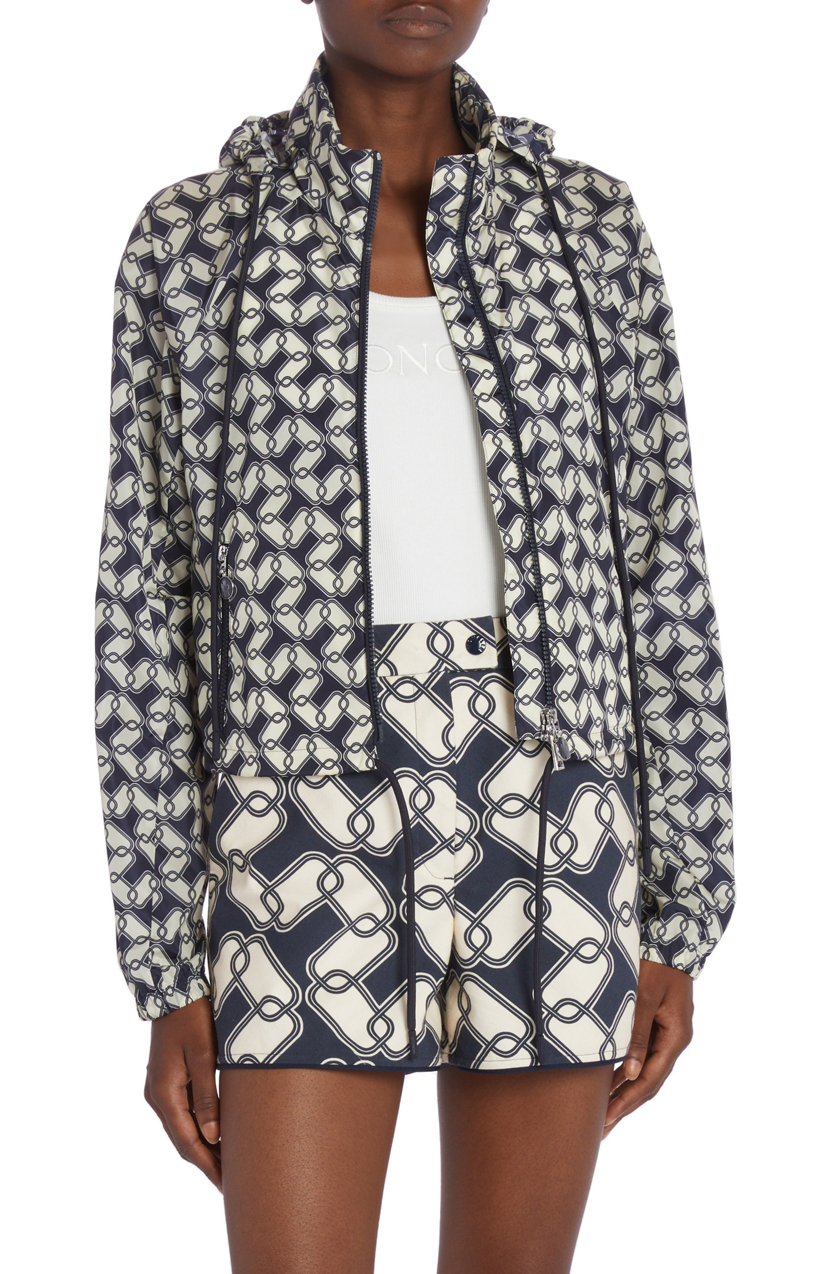 Marpessa Chain Link Print Hooded Windbreaker - 1