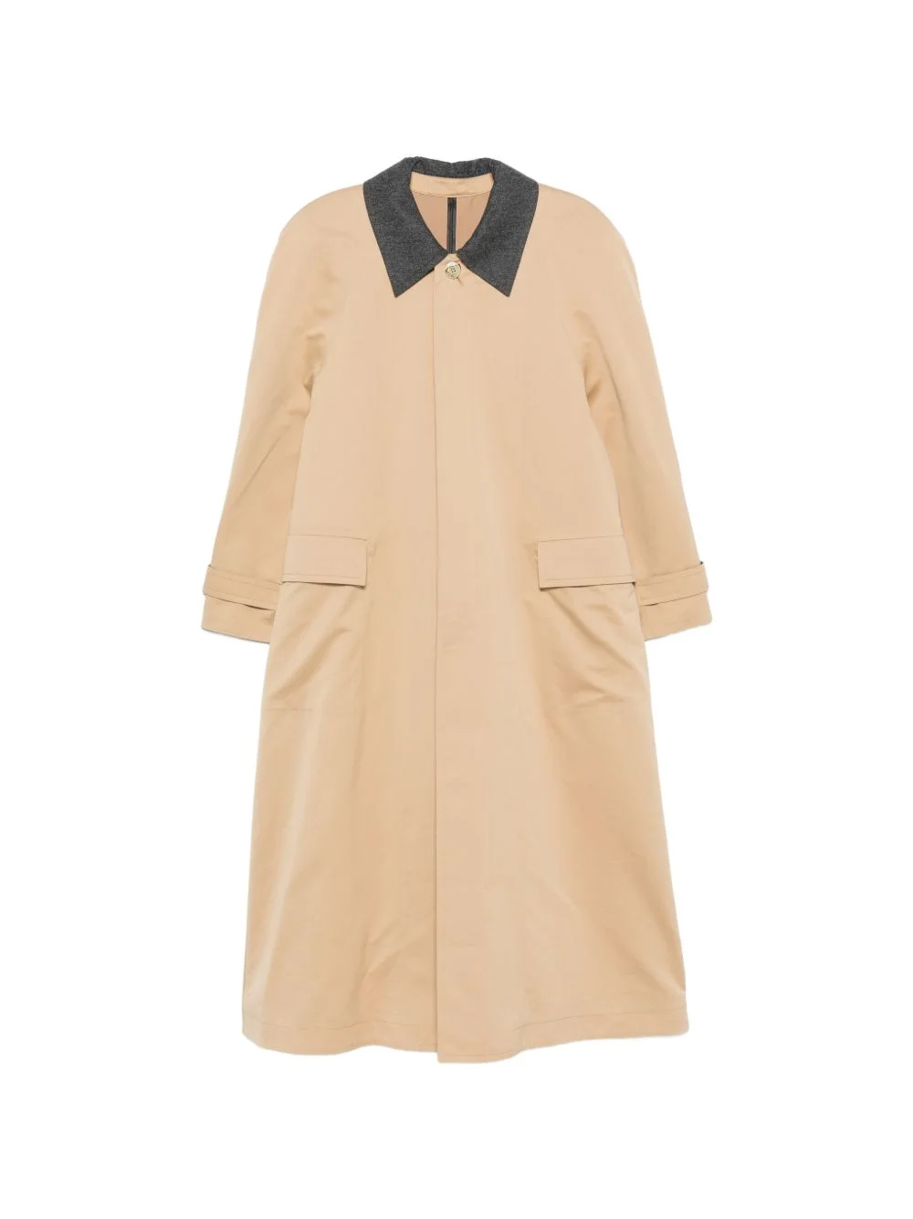 contrasting-collar storm-flap coat - 1