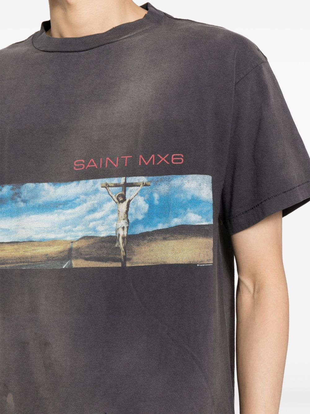 painterly-print cotton T-shirt - 5