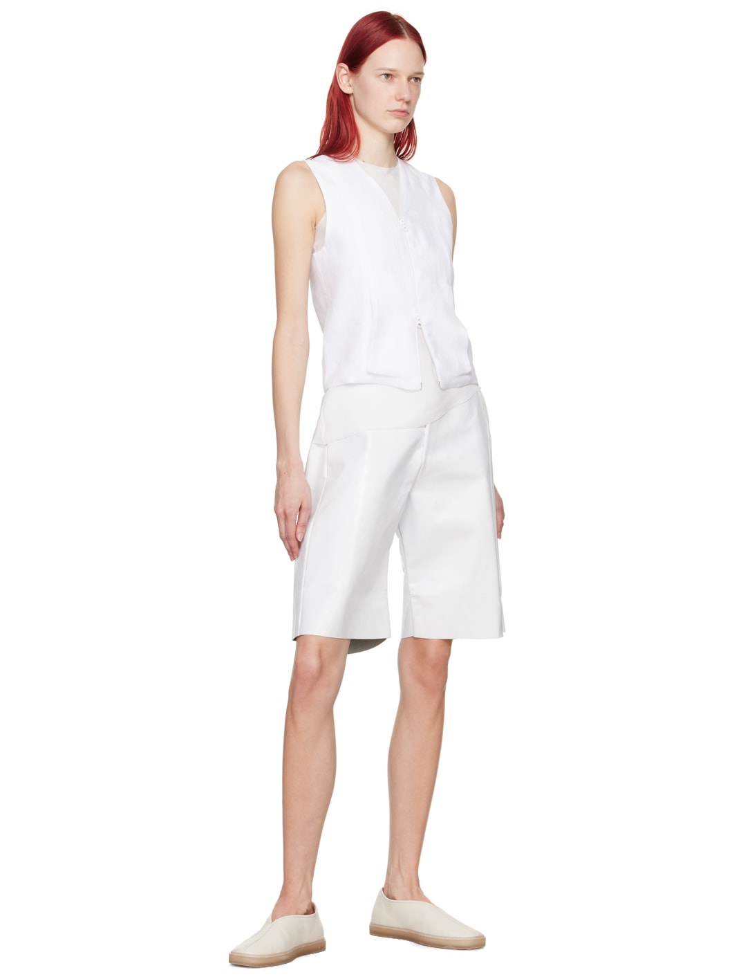 White No.277 Leather Shorts - 4