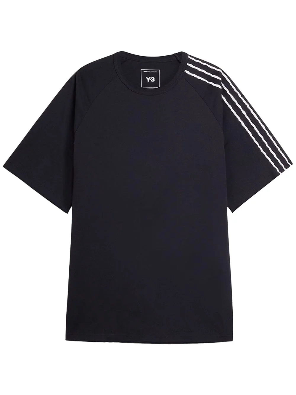 Y-3 Raw Edge Short-Sleeve T-Shirt With 3 Stripes - 1