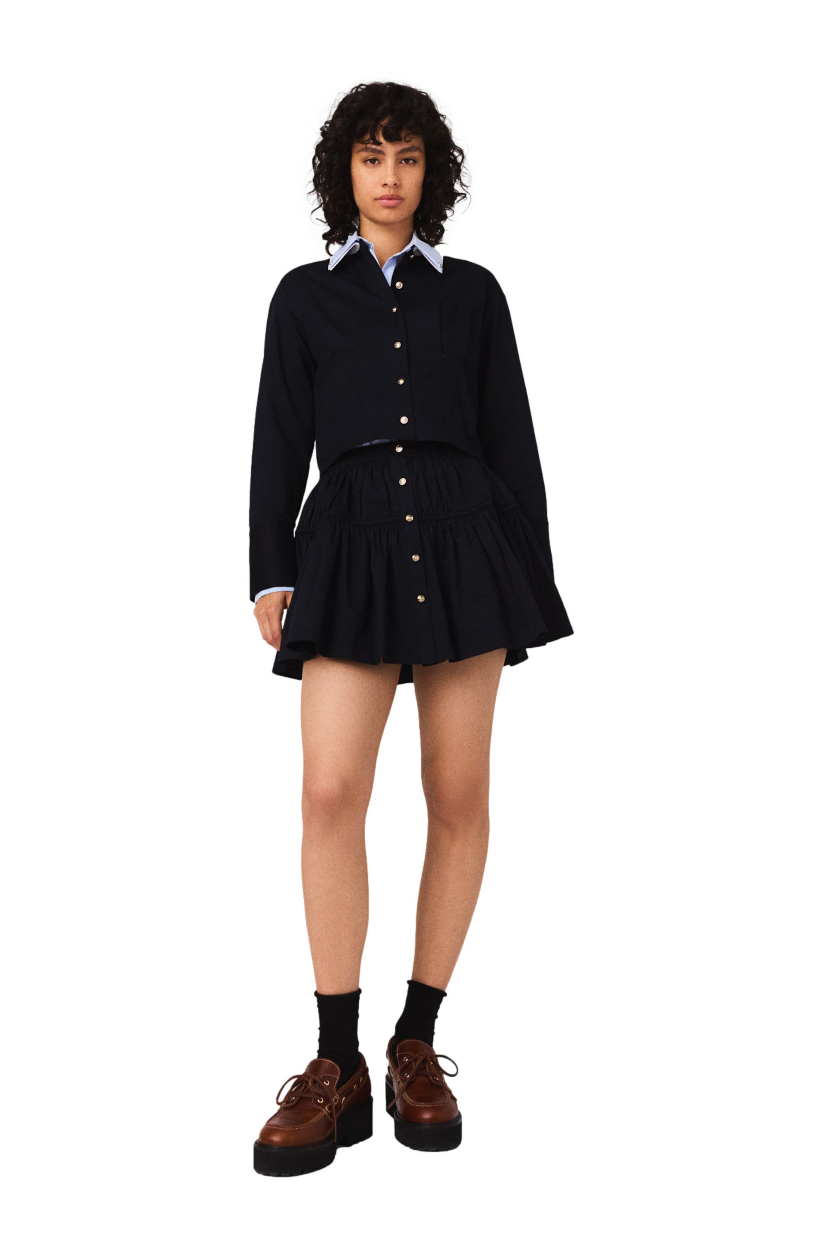 maje Mini elasticated waist skirt in Navy at Nordstrom - 1