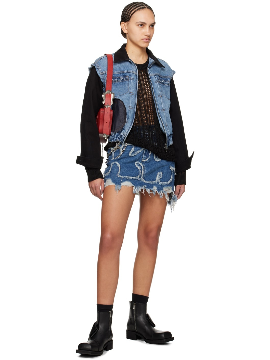 Andersson Bell Blue Miako Wave Denim Miniskirt