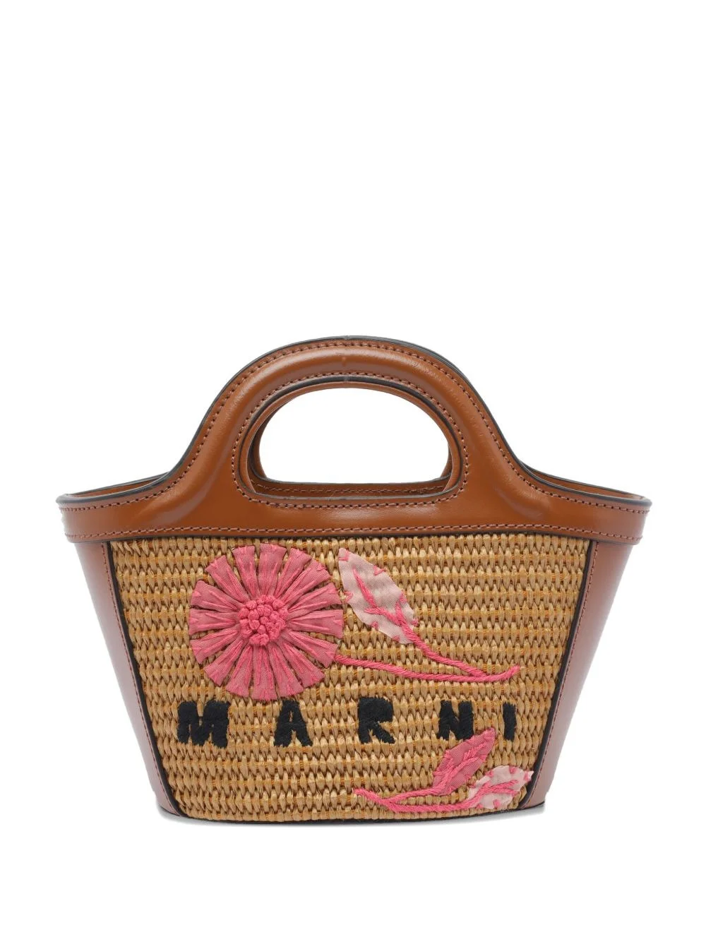 Tropicalia floral-embroidered woven clutch bag - 1