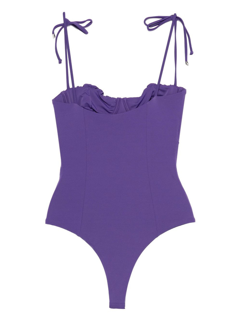 THE ATTICO ruched-detailing tie-strap swimsuit outlook