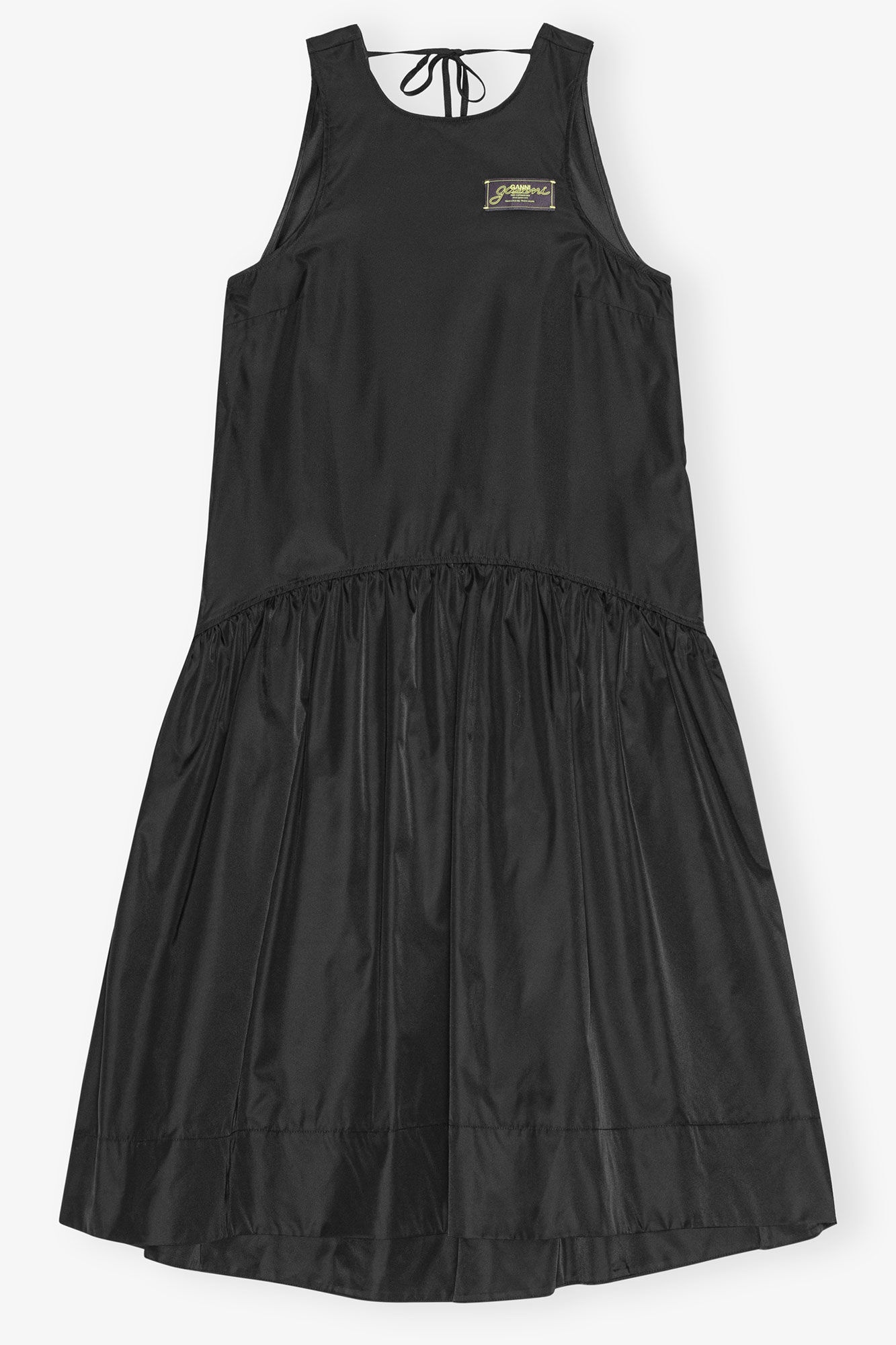 BLACK DUCHESSE NYLON MIDI DRESS - 1