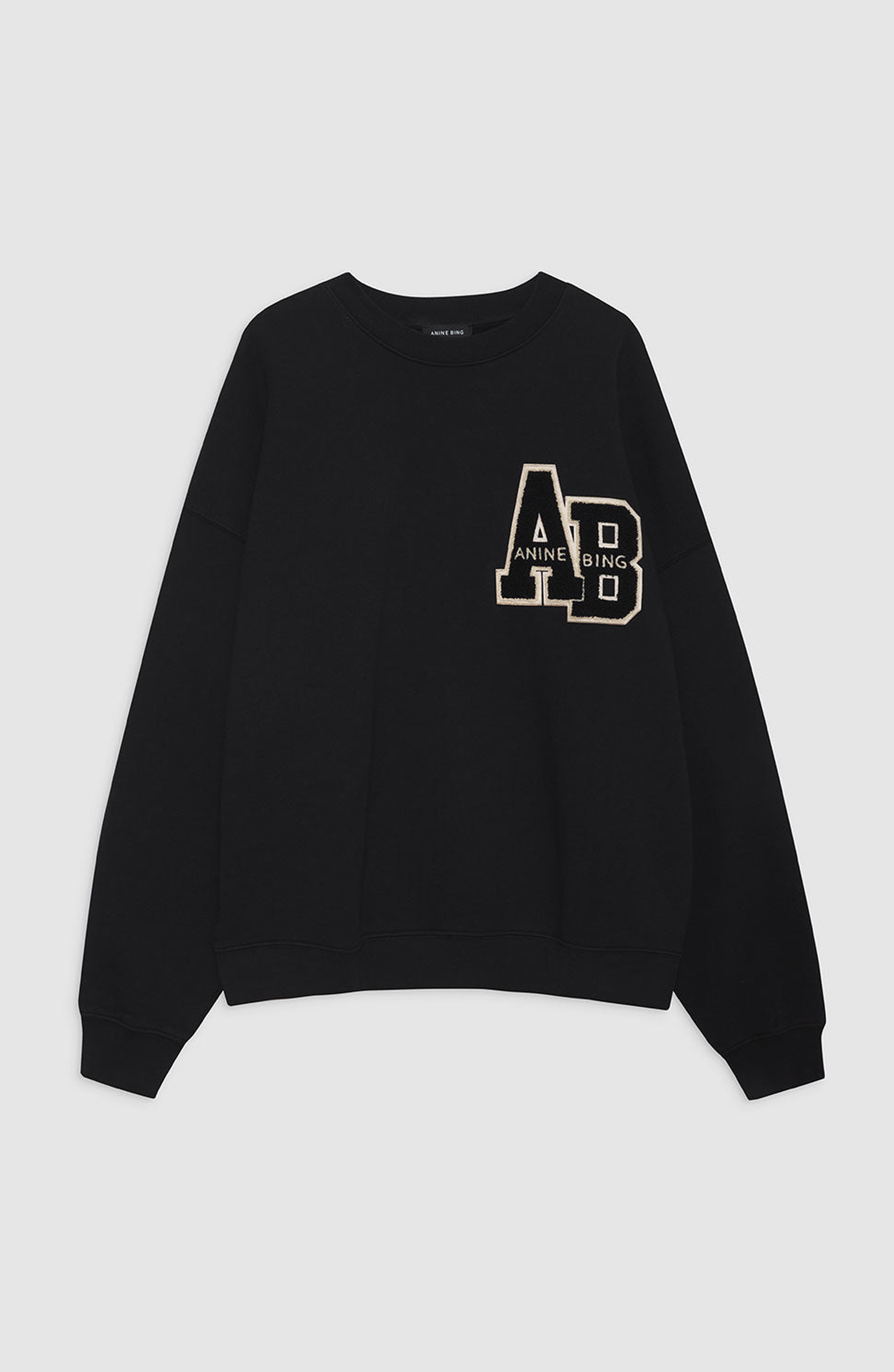 ANINE BING Miles Oversized Sweatshirt Letterman in Black at Nordstrom - 4