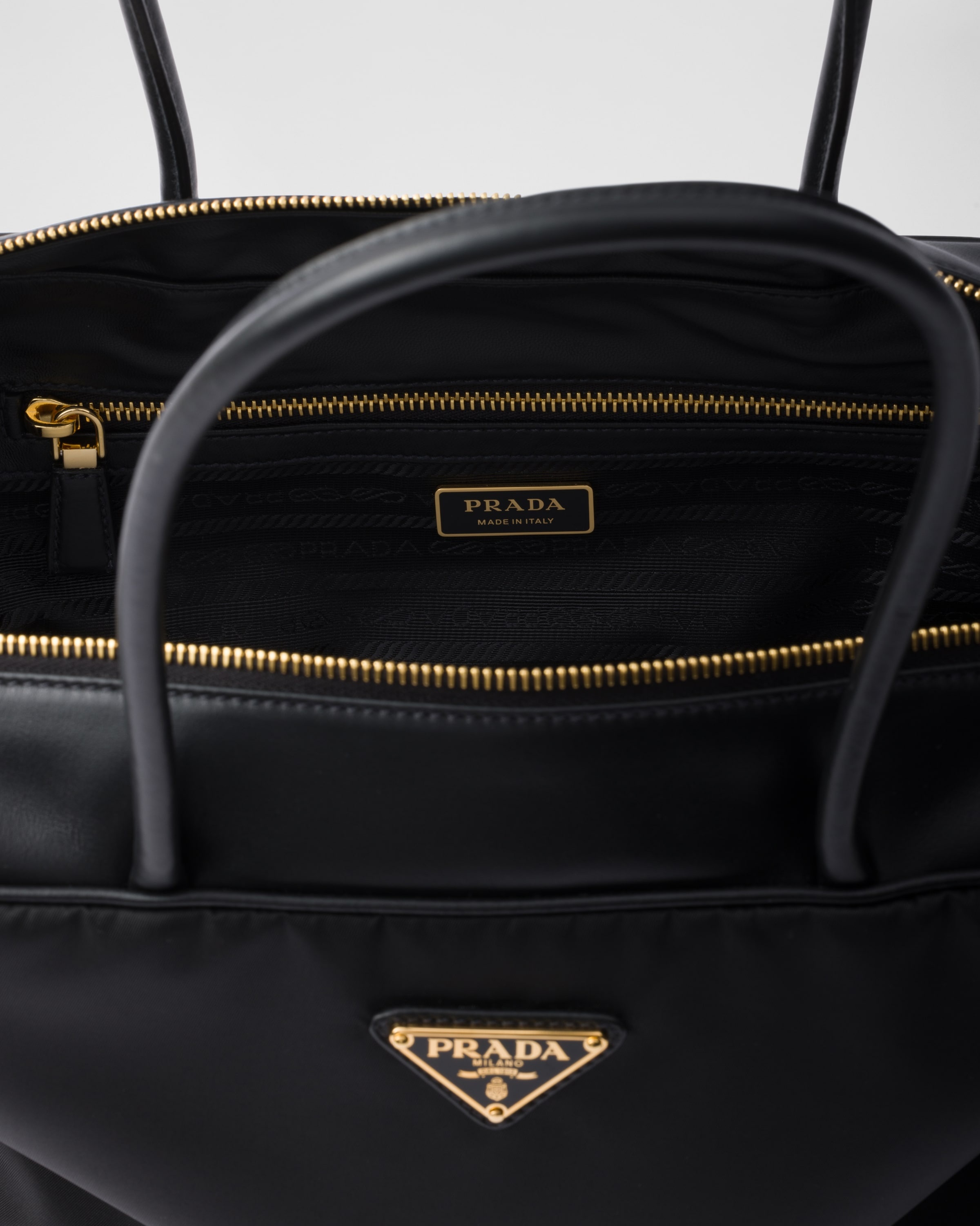 Large Re-Nylon and leather top-handle bag - 4