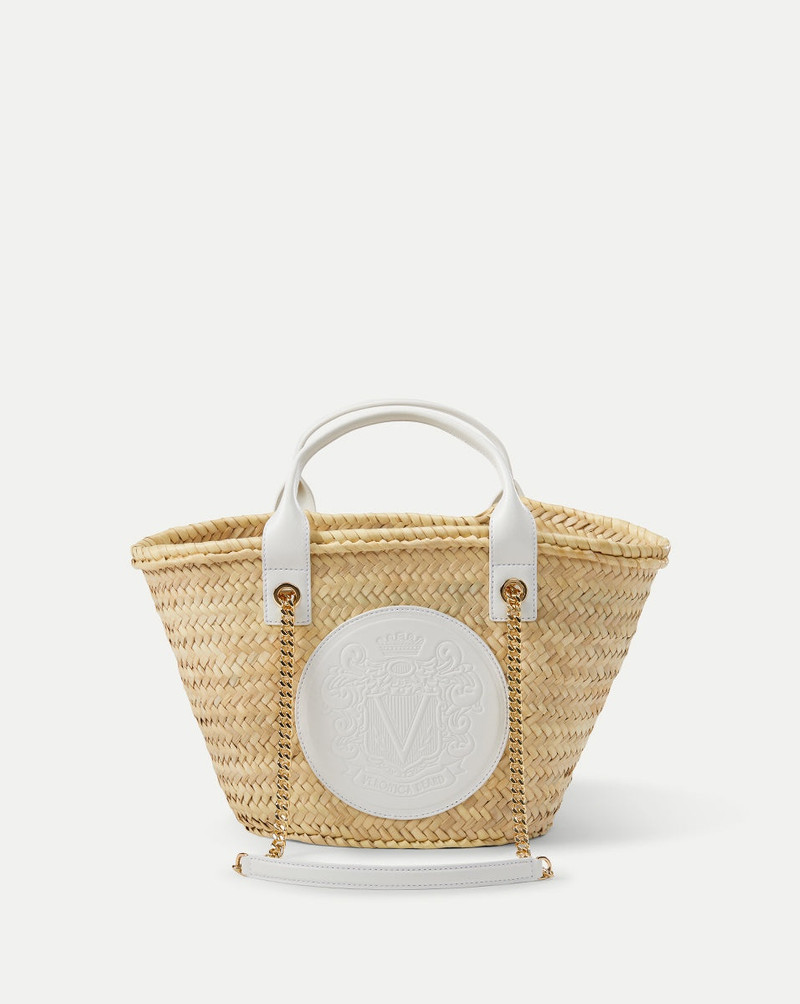 SMALL RAFFIA CREST MARKET TOTE 1