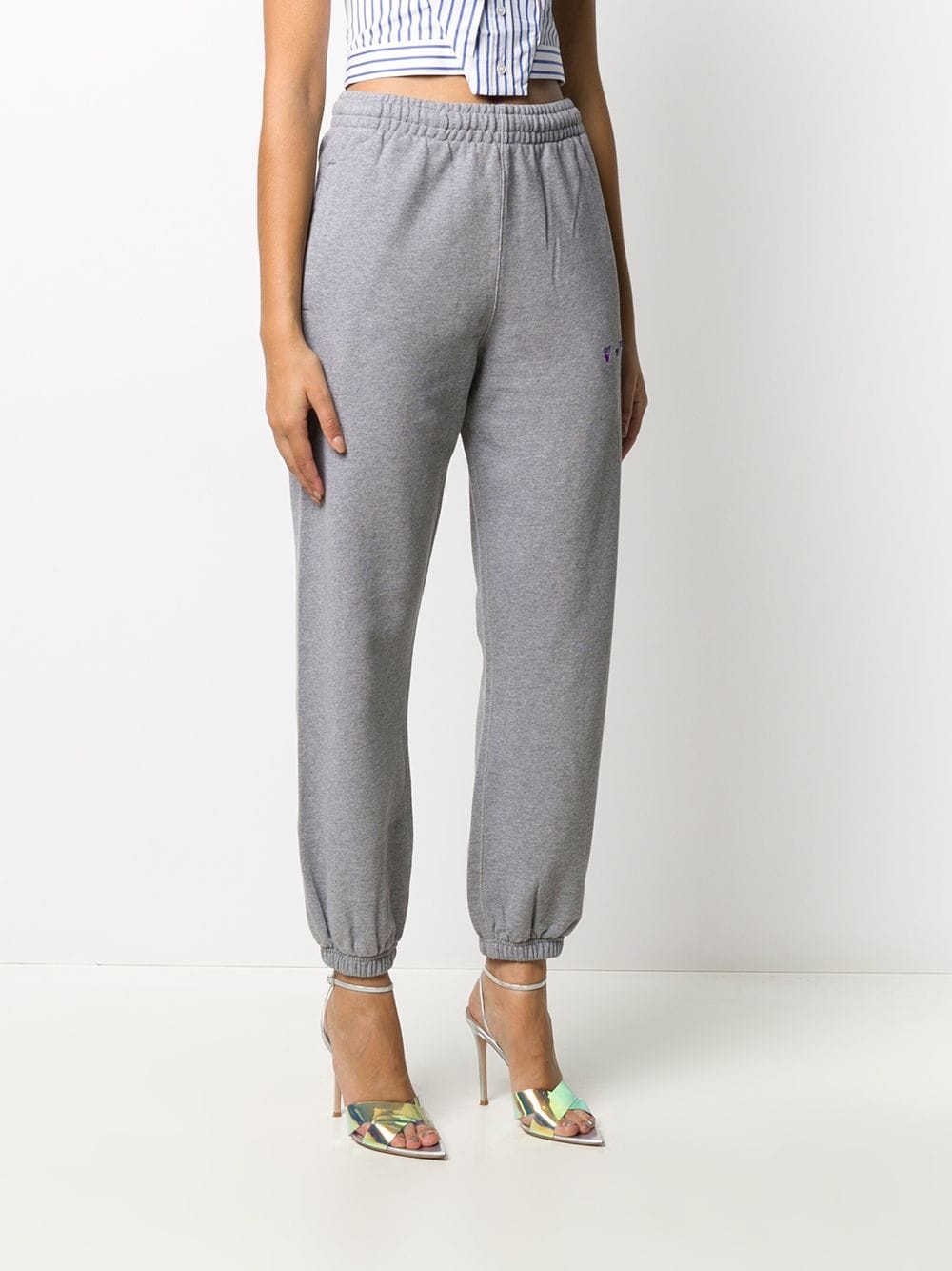 contrasting embroidery track pants - 3