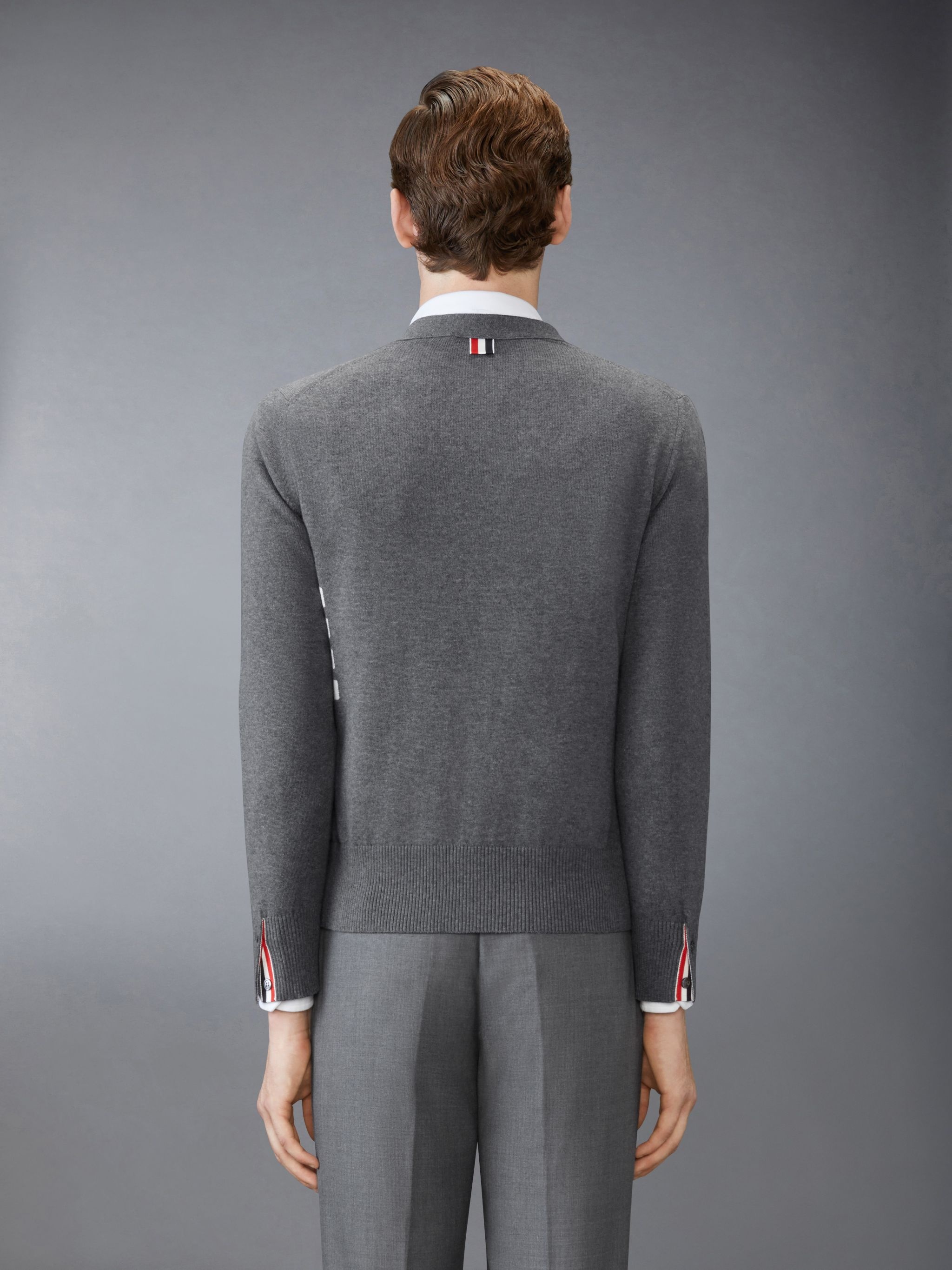 Cotton 4-Bar Relaxed Fit V Neck Cardigan - 2