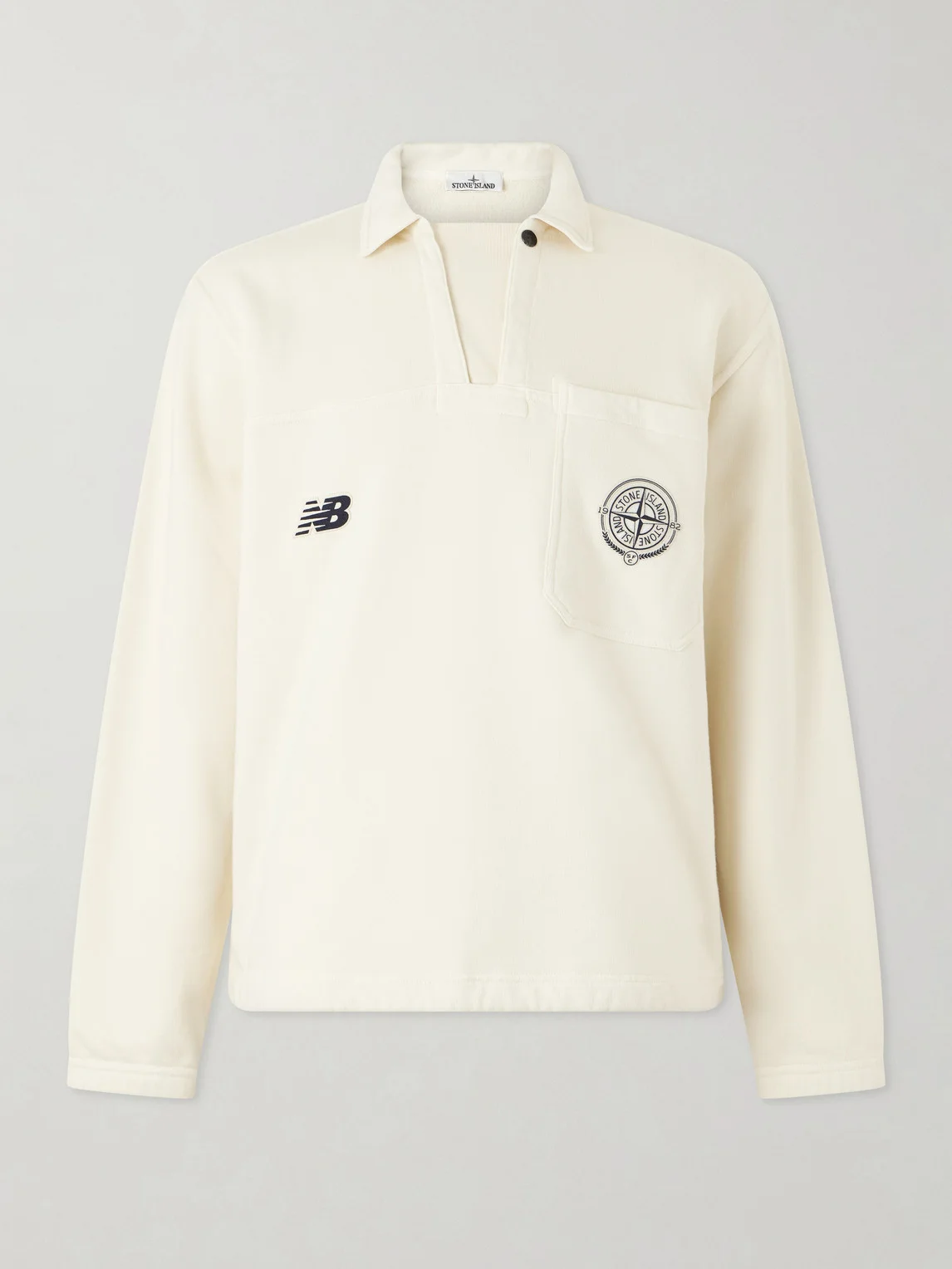 New Balance Logo-Print Cotton-Jersey Polo Sweater - 1
