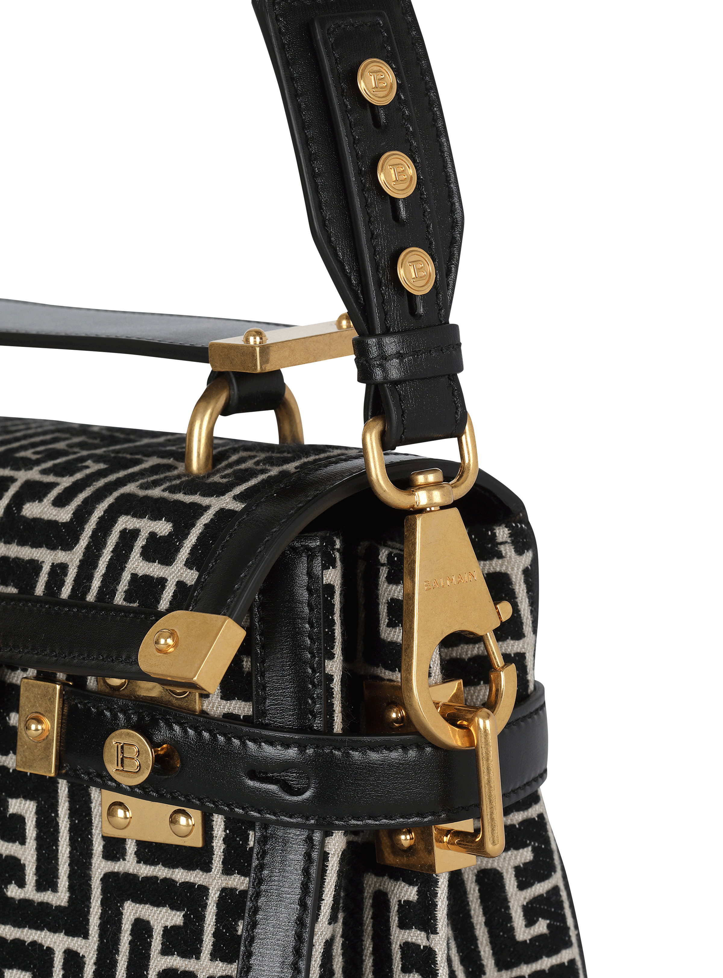 Bicolor jacquard B-Buzz 23 bag with black leather panel - 8