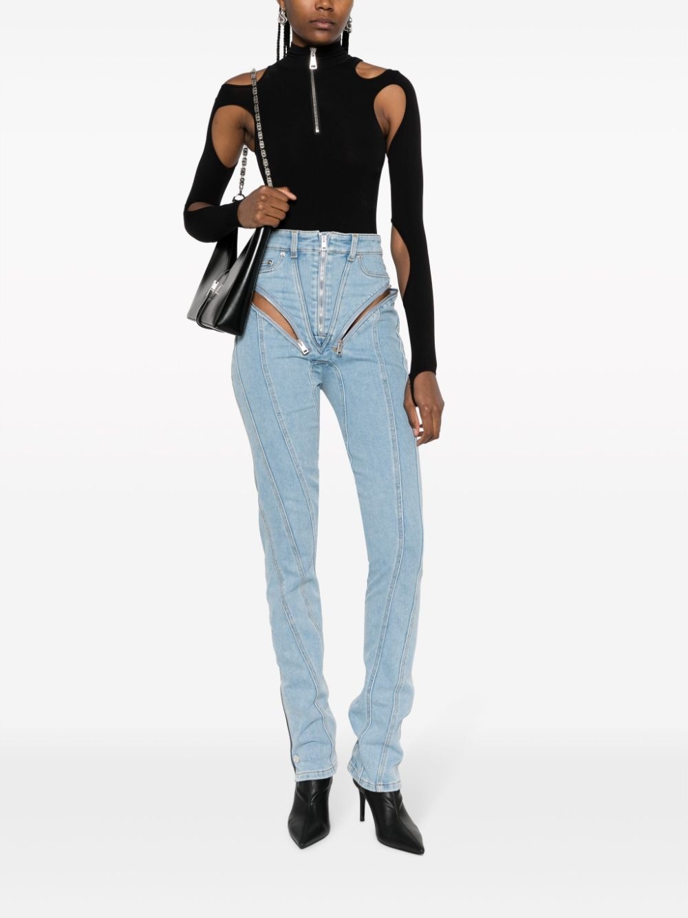 Spiral high-rise zip-embellished skinny jeans - 2