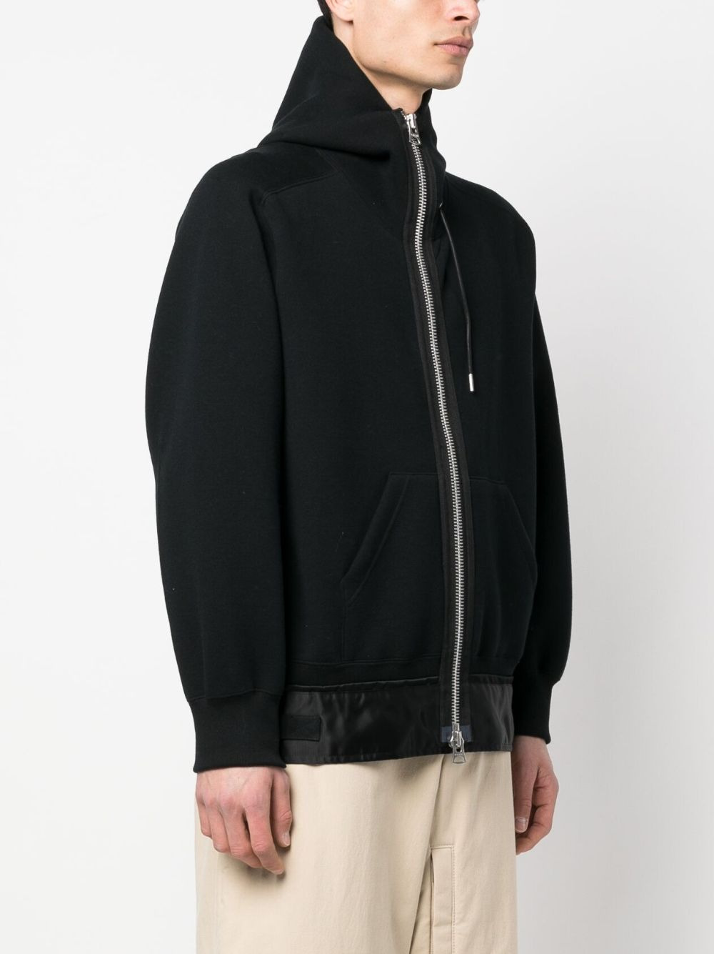 zip-up cotton-blend hoodie - 3