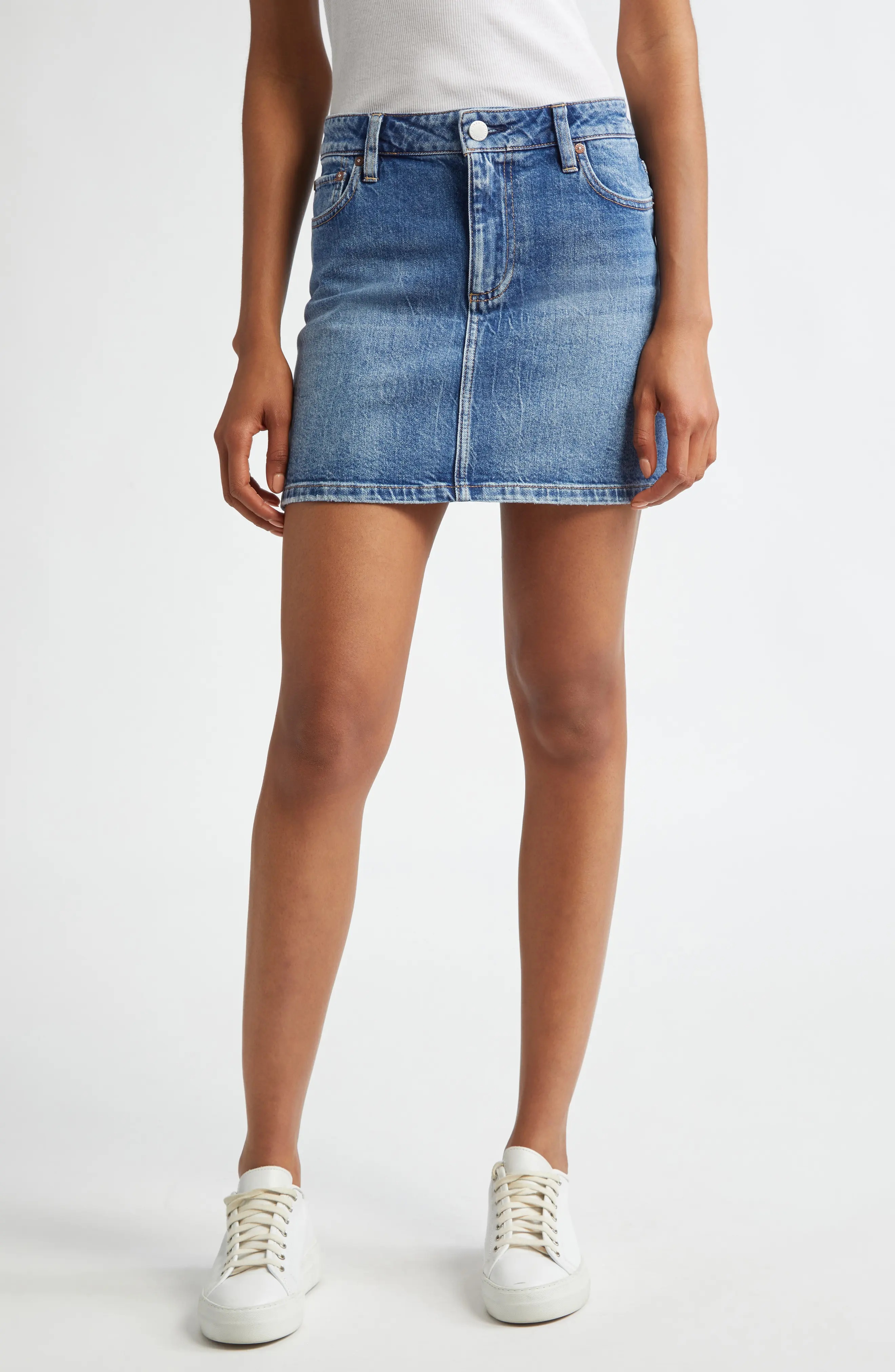 Joss Buckle Back Denim Miniskirt - 1