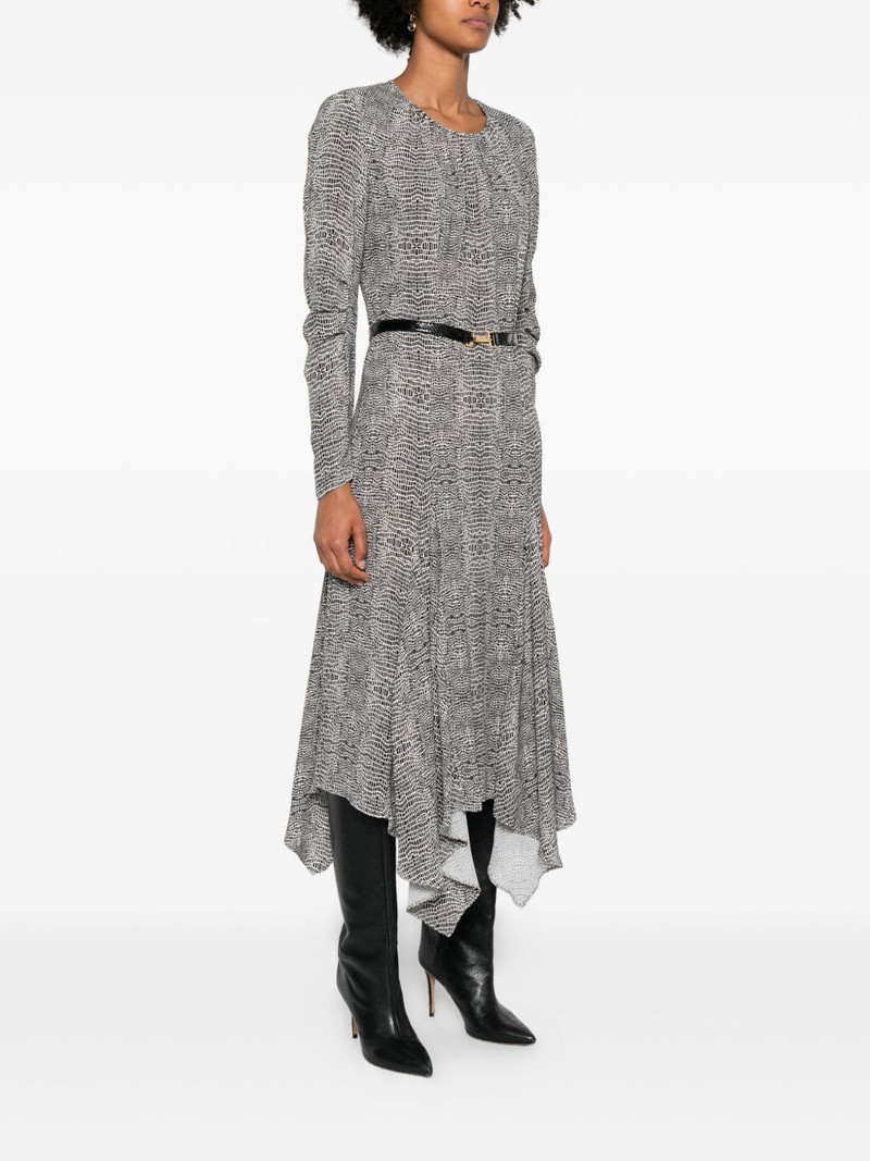 python-print belted asymmetric dress 3