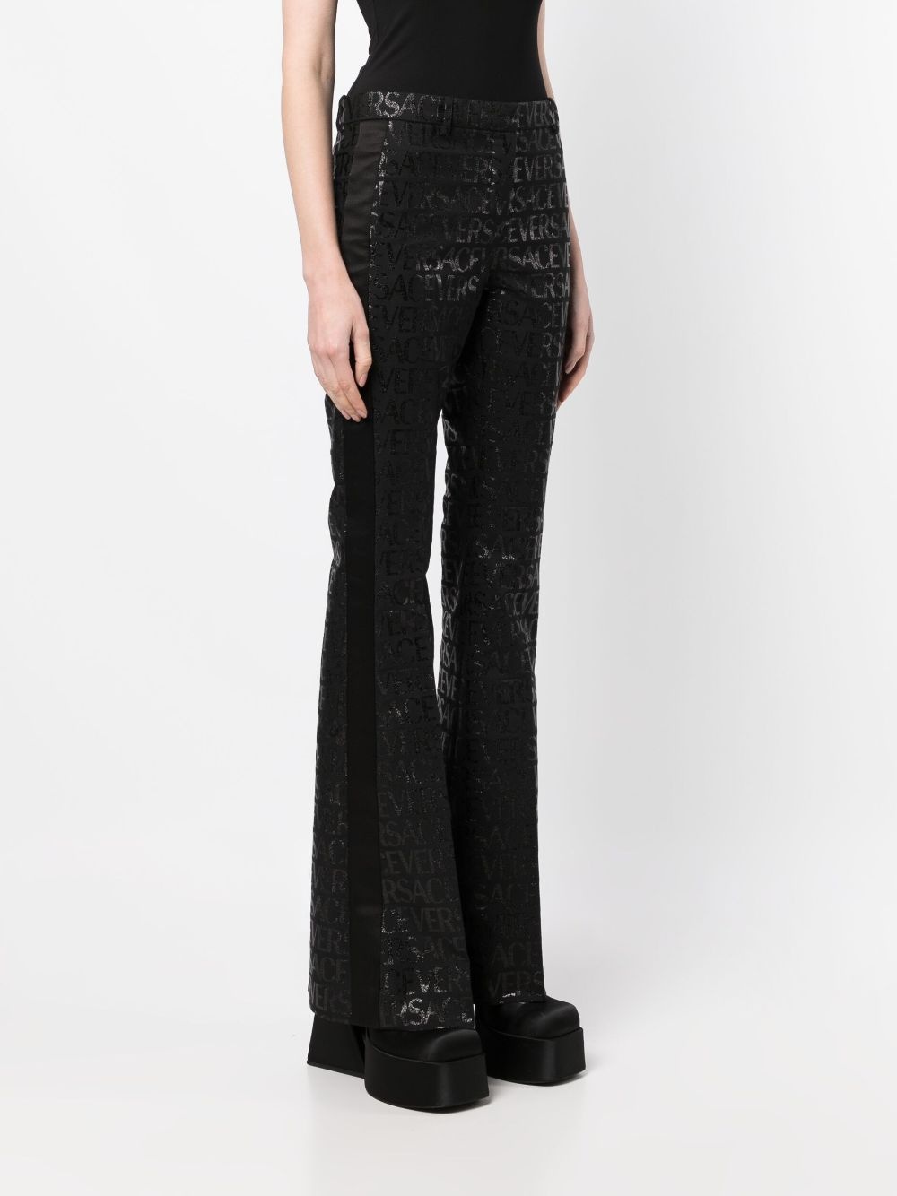 logo-jacquard flared-leg trousers - 3