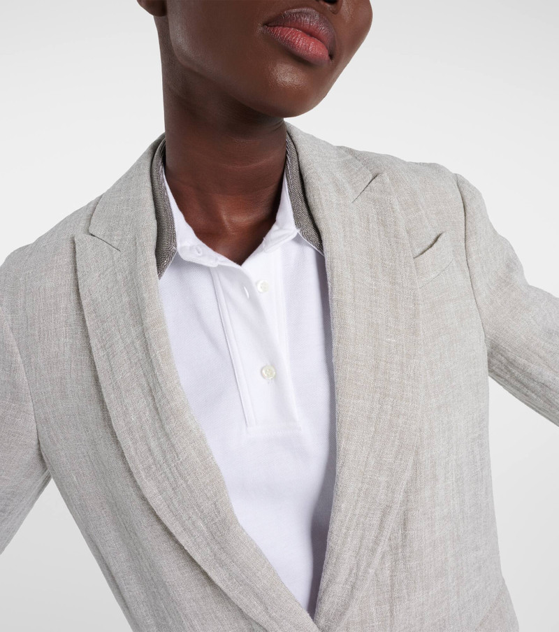 Oversized V-neck linen-blend blazer 4