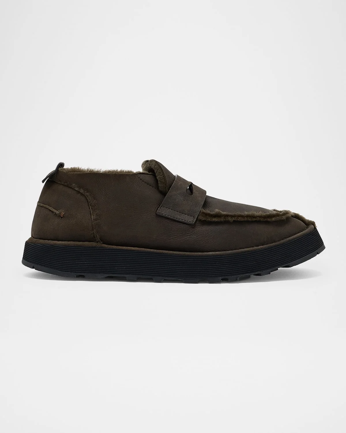 Men's Leather Shearling-Lined Moccasin Shoes - 1