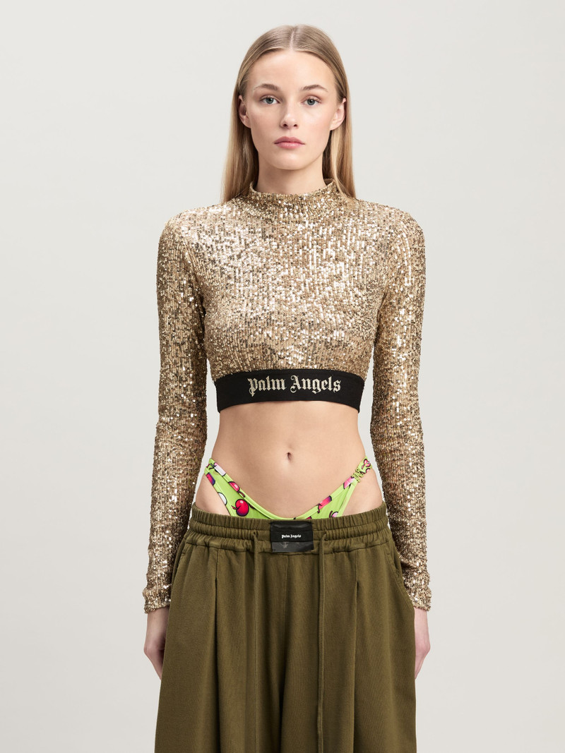 Logo Tape Sequins Top 3