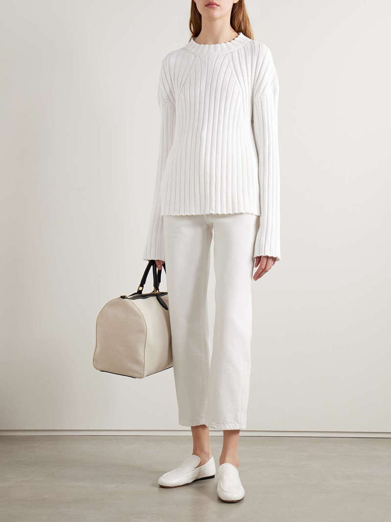 KHAITE Sable ribbed cotton-blend sweater outlook
