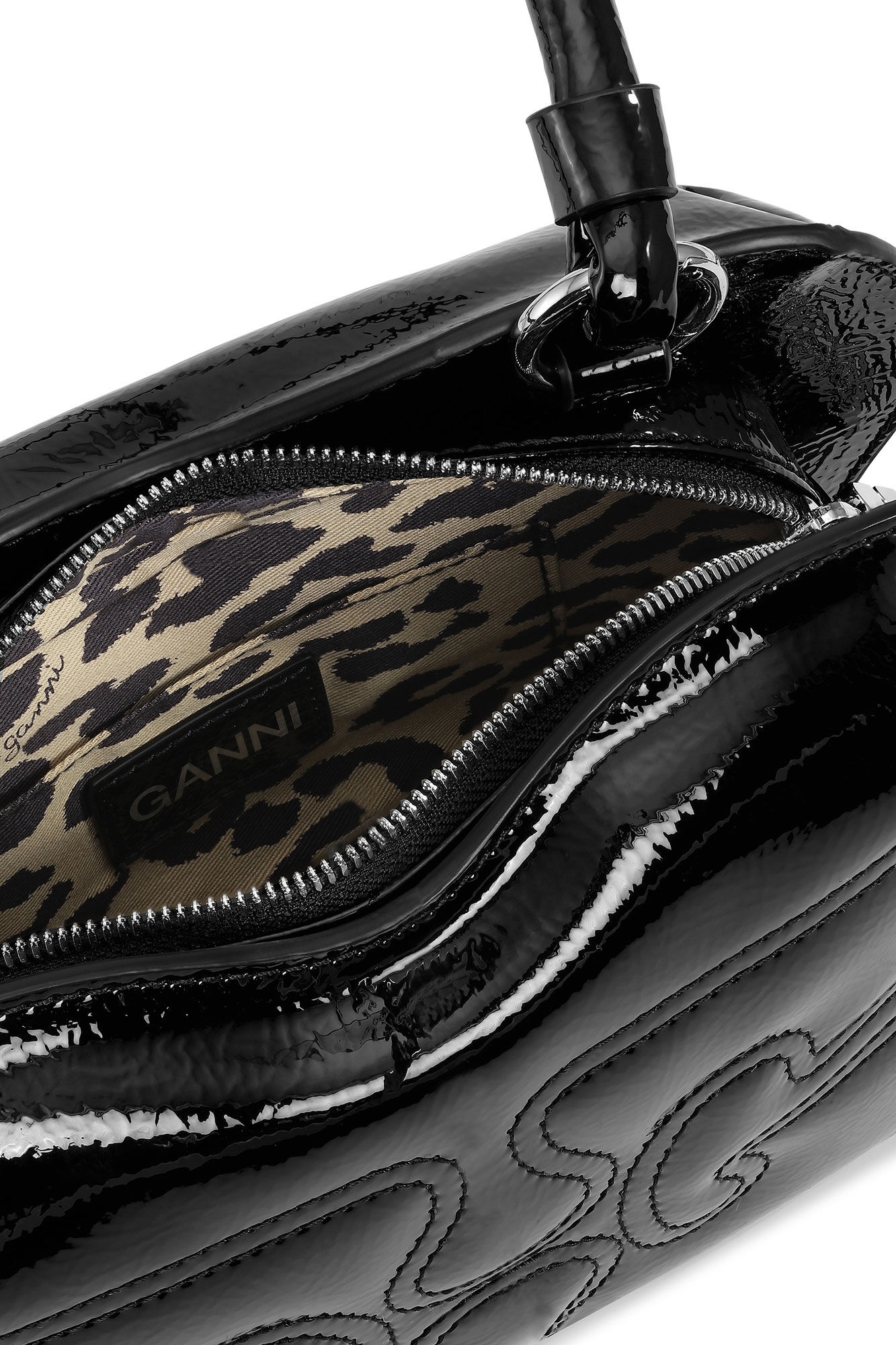 BLACK PATENT BUTTERFLY BAG - 3