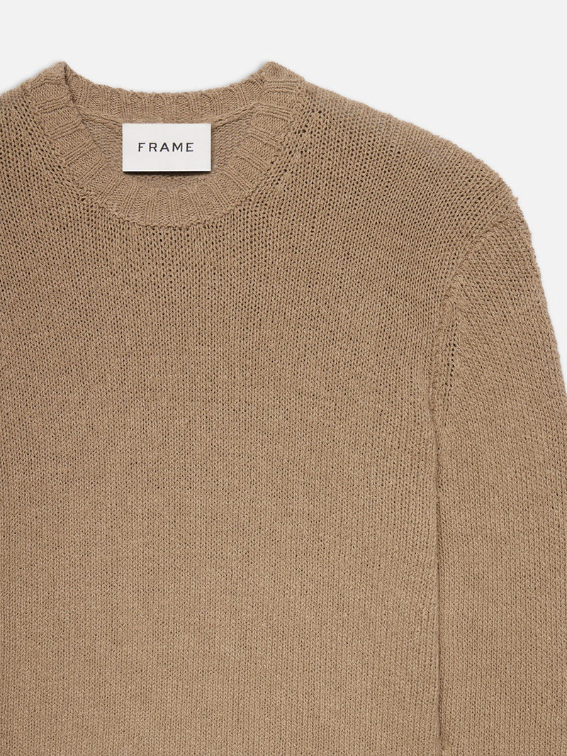FRAME Rib Crewneck Sweater in Light Brown outlook