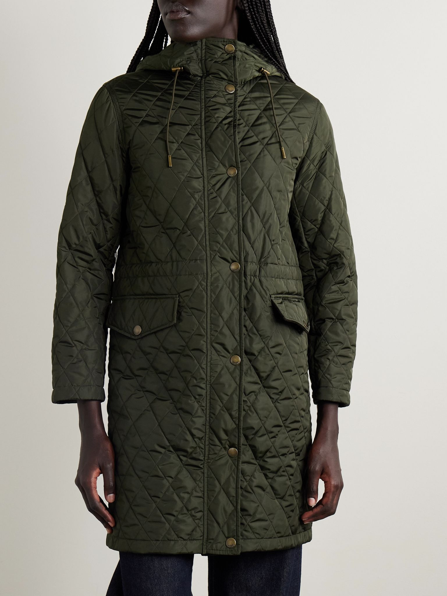 Hooded quilted shell jacket Dark green - 3