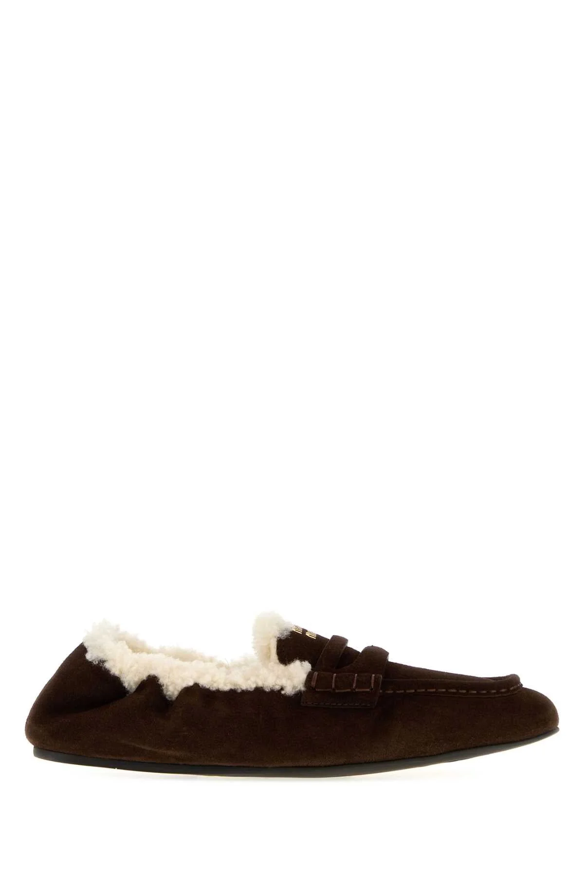 Miu Miu Women Dark Brown Suede Loafers - 1
