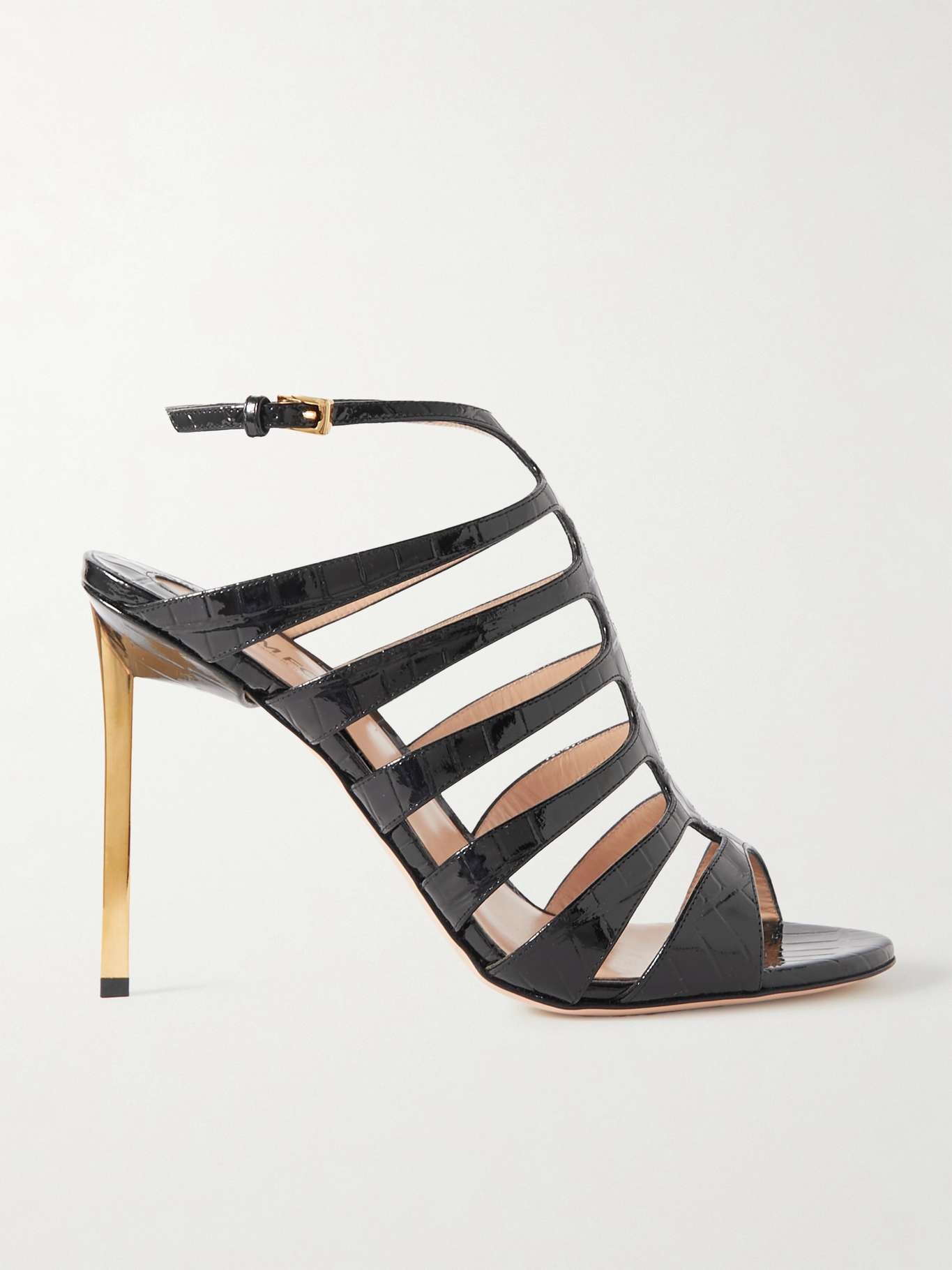 Carine croc-effect patent-leather sandals - 1