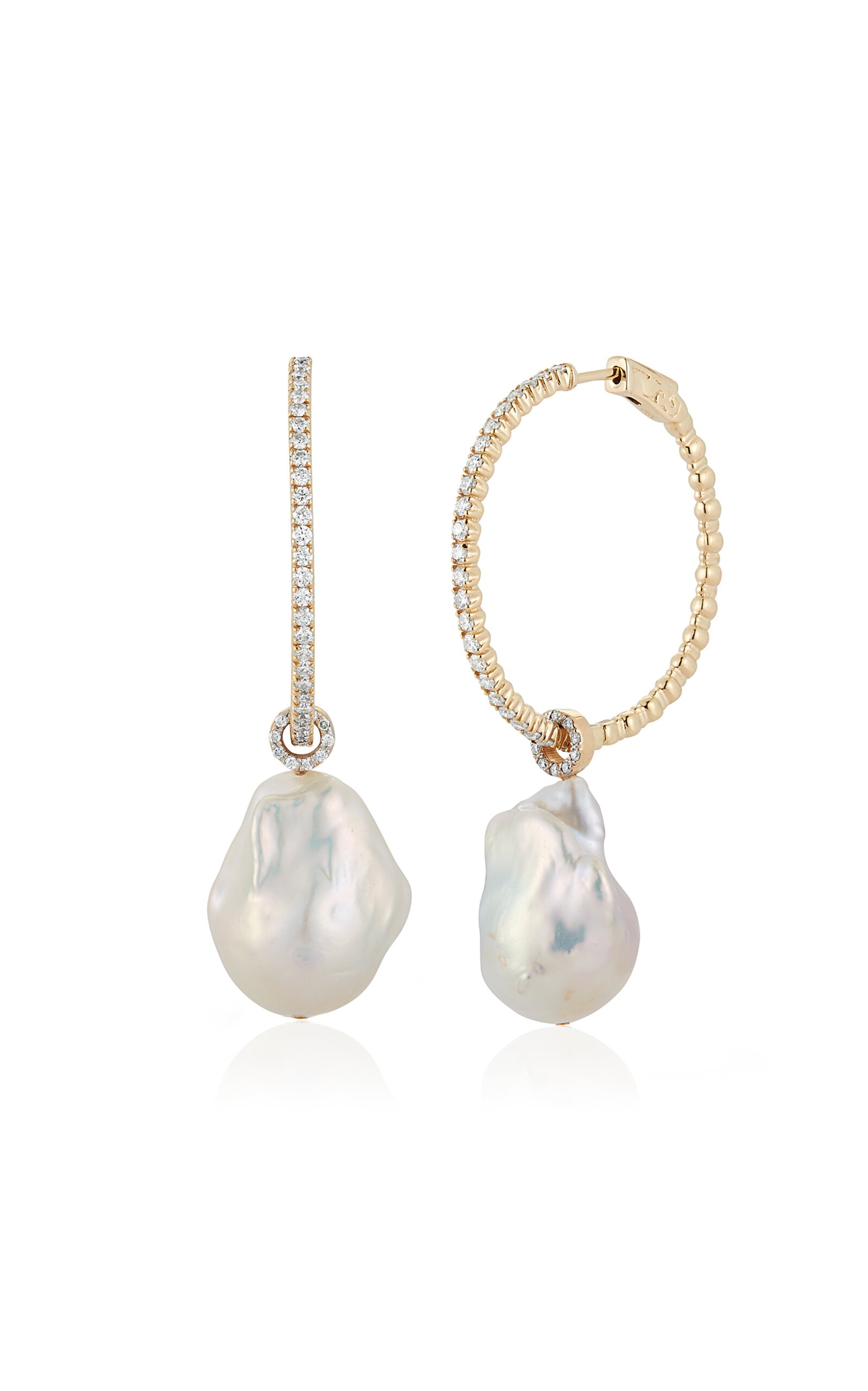 14kt Yellow Gold Pearl And Diamond Earrings white - 2